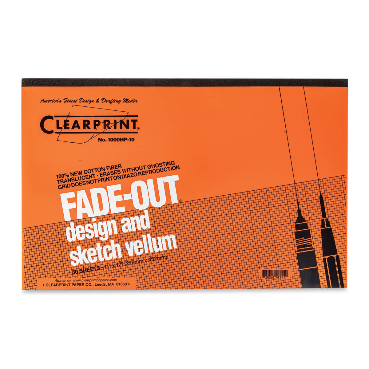 Clearprint Drafting and Design Fade-Out Vellum - 11" x 17", 10 x 10 Grid, 50 Sheets - front