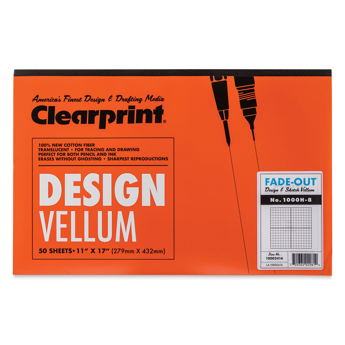 Clearprint Drafting and Design Fade-Out Vellum - 11" x 17", 8 x 8 Grid, 50 Sheets - front