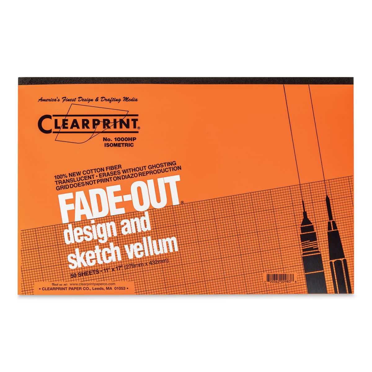 Clearprint Drafting and Design Fade-Out Vellum - 11" x 17", Isometric Grid, 50 Sheets - front
