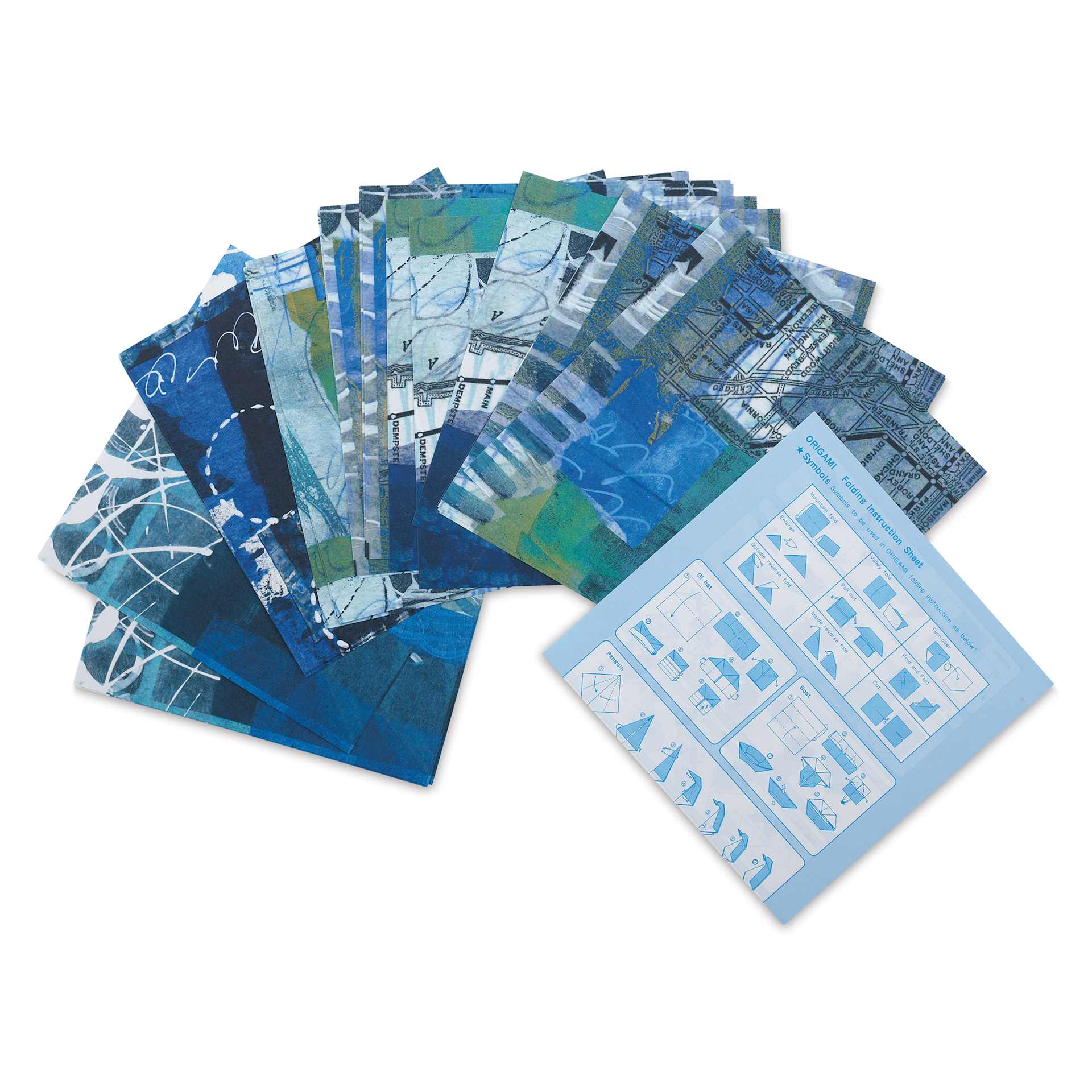Yasutomo Karen Elaine Origami Paper Collage Pack - All Blue, Pkg of 24, out of packaging