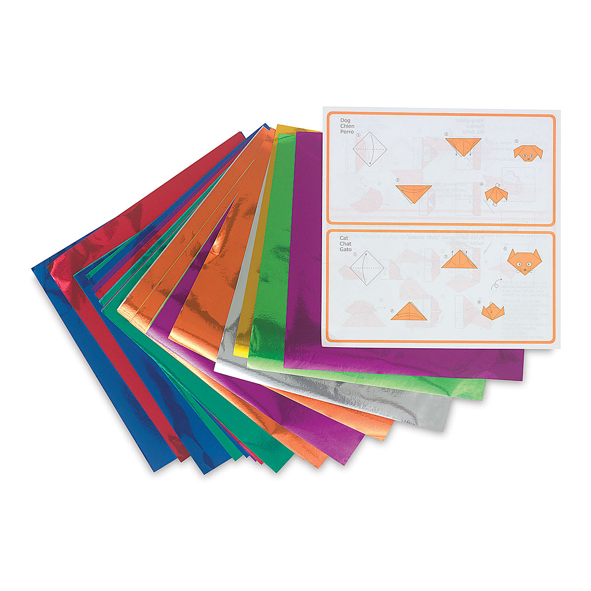 Color Foil Origami Paper - Package of 36 spread in fan