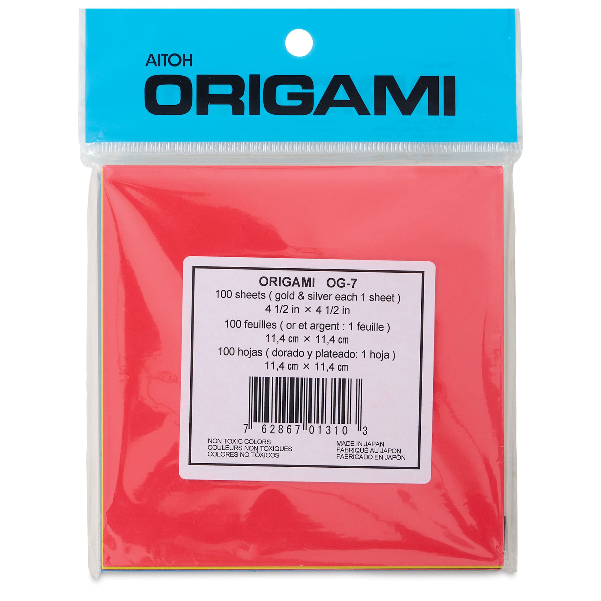 Aitoh Basic Origami Pack - 4-1/2" x 4-1/2", Pkg of 100 Sheets (front of packaging)