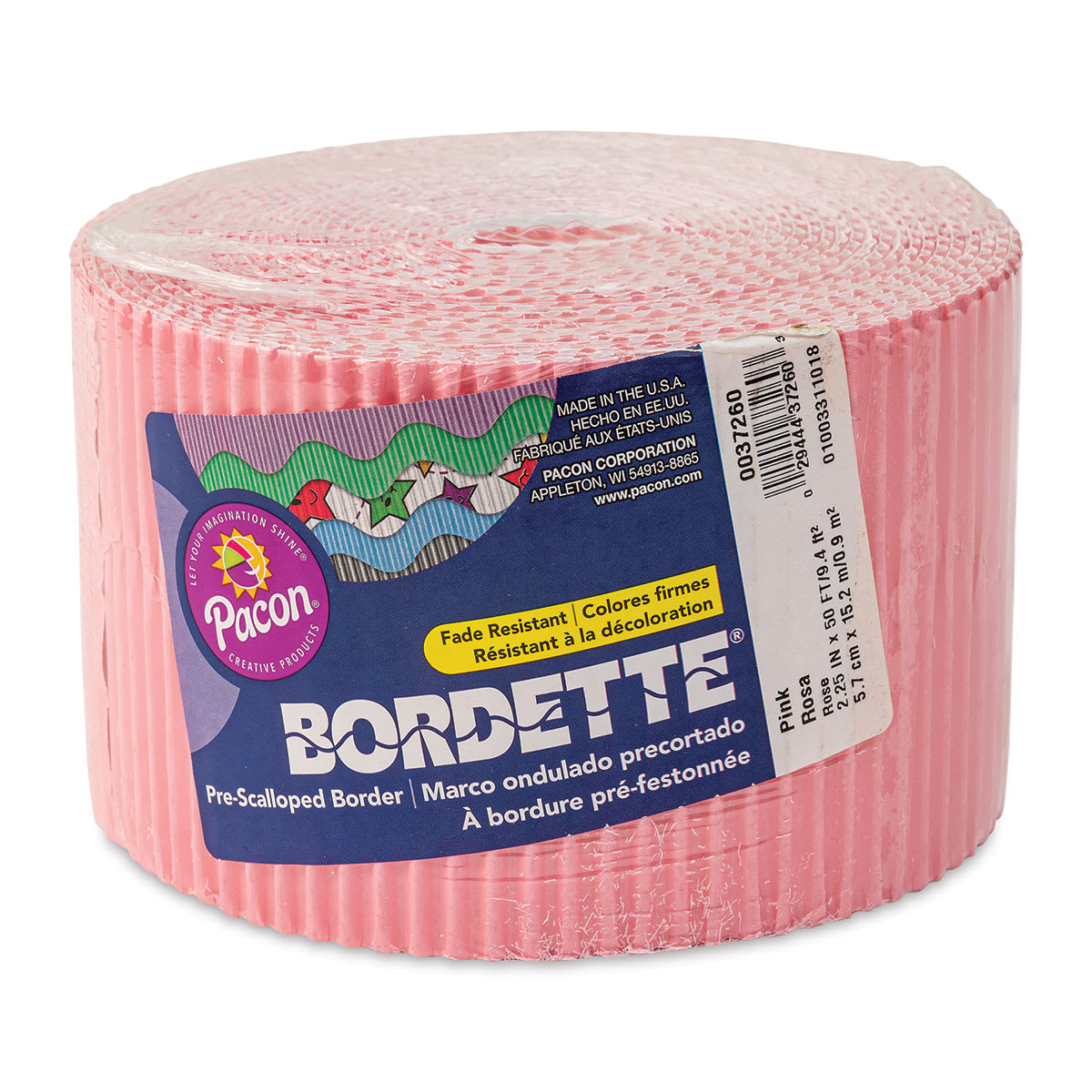Bordette Scalloped Border - 2-1/4" x 50 ft, Pink