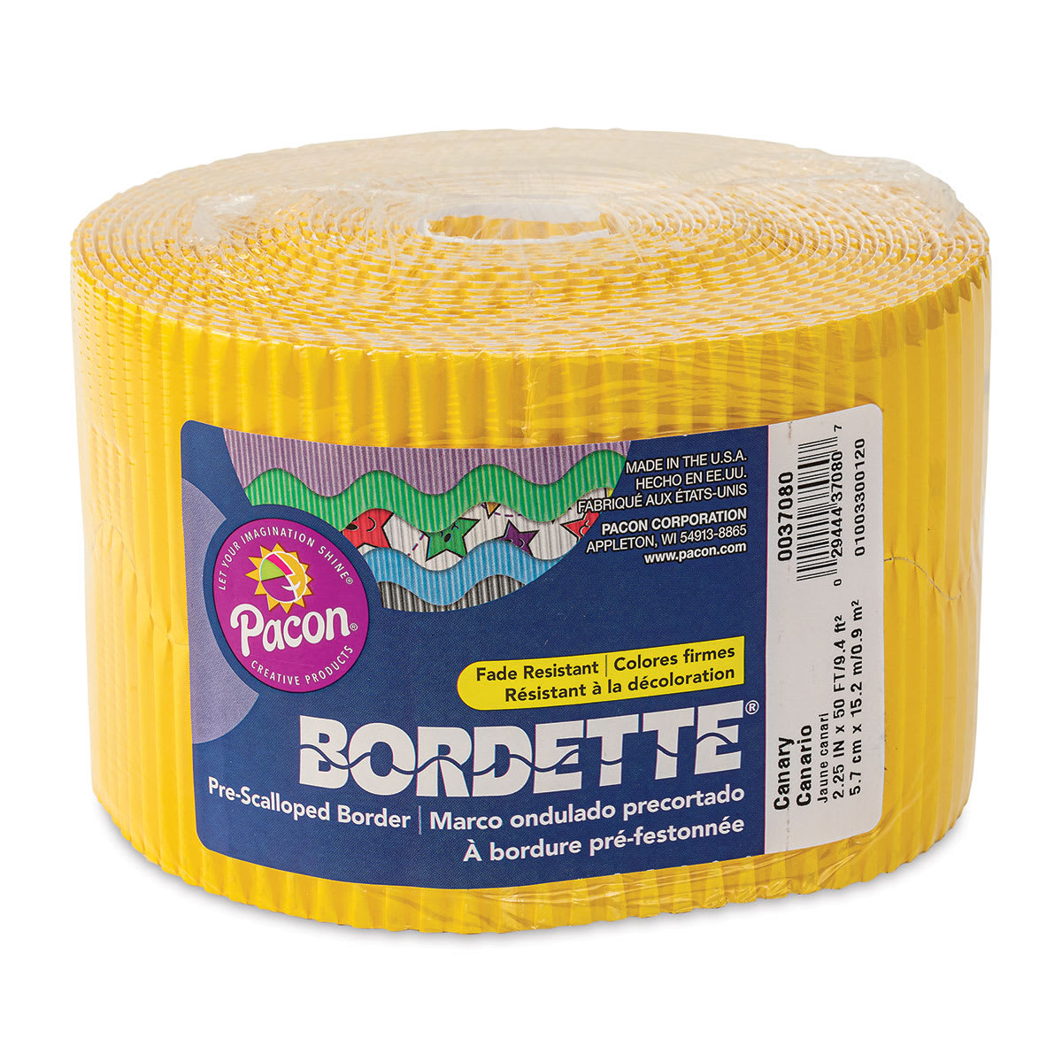 Bordette Scalloped Border - 2-1/4" x 50 ft, Canary Yellow