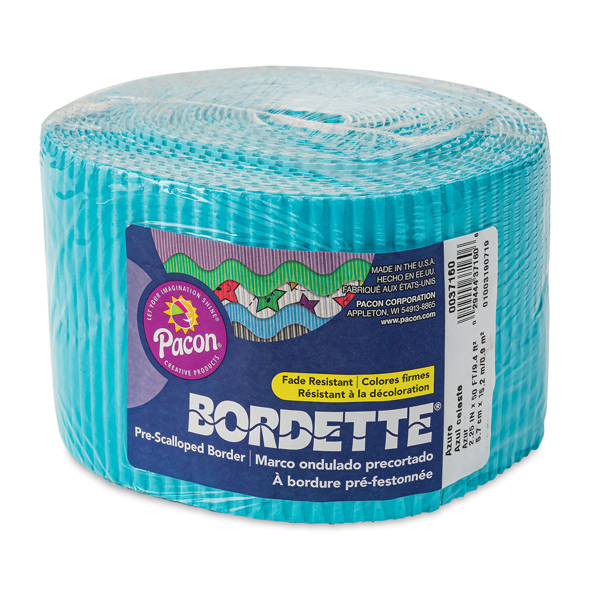 Bordette Scalloped Border - 2-1/4" x 50 ft, Azure Blue
