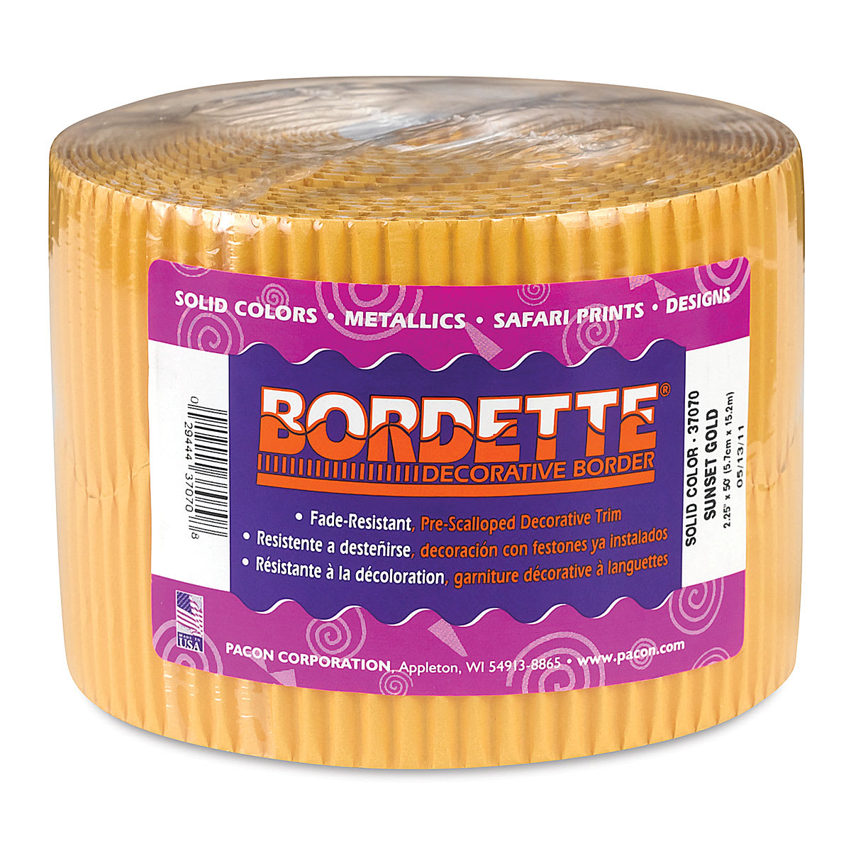 Bordette Scalloped Border - 2-1/4" x 50 ft, Sunset Gold