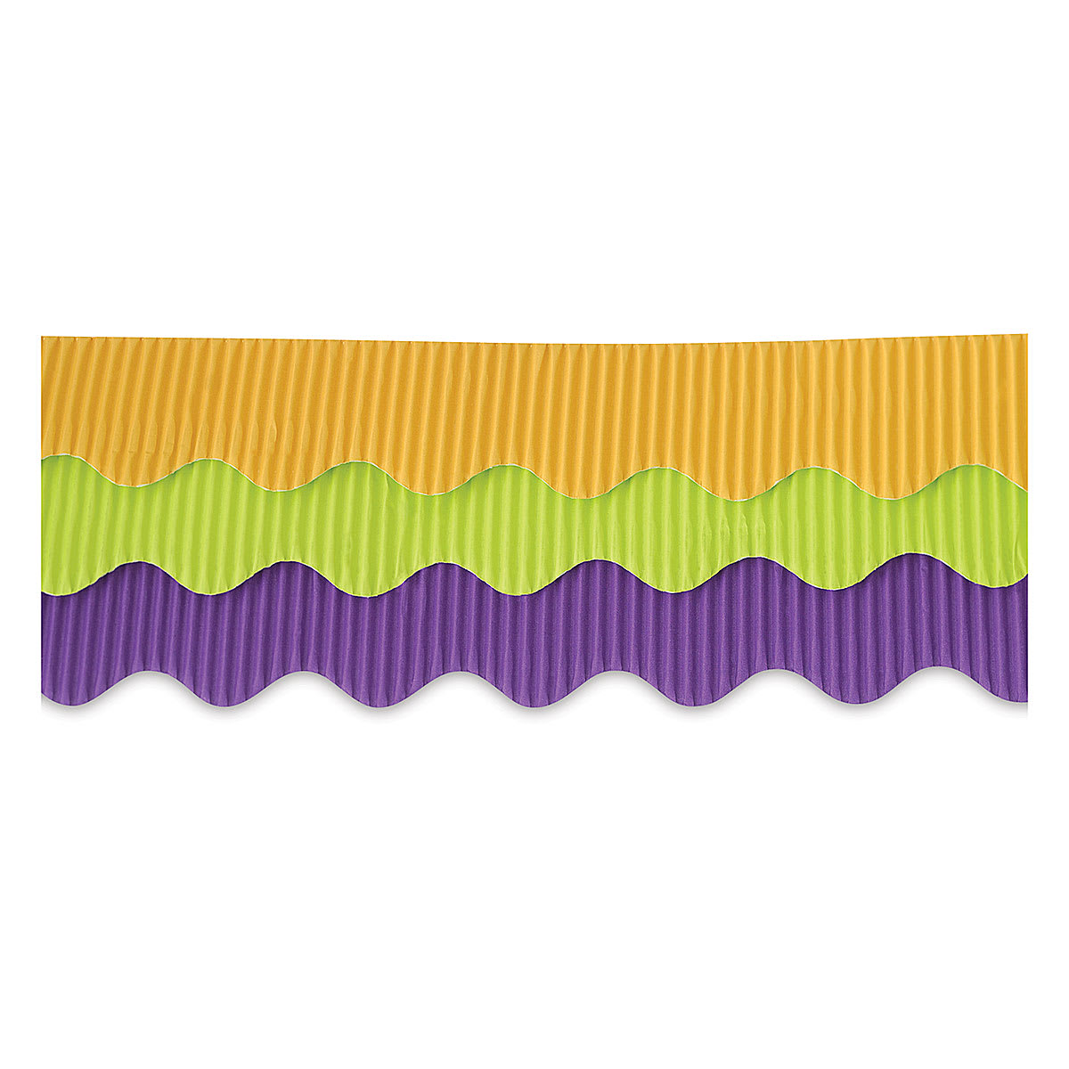 Pacon Bordette Scalloped Borders - Purple, Green and Gold borders overlapped
