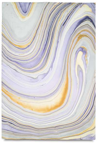 Black Ink Thai Marbled Mulberry Paper - 24" x 36", Purple/Yellow/Lilac