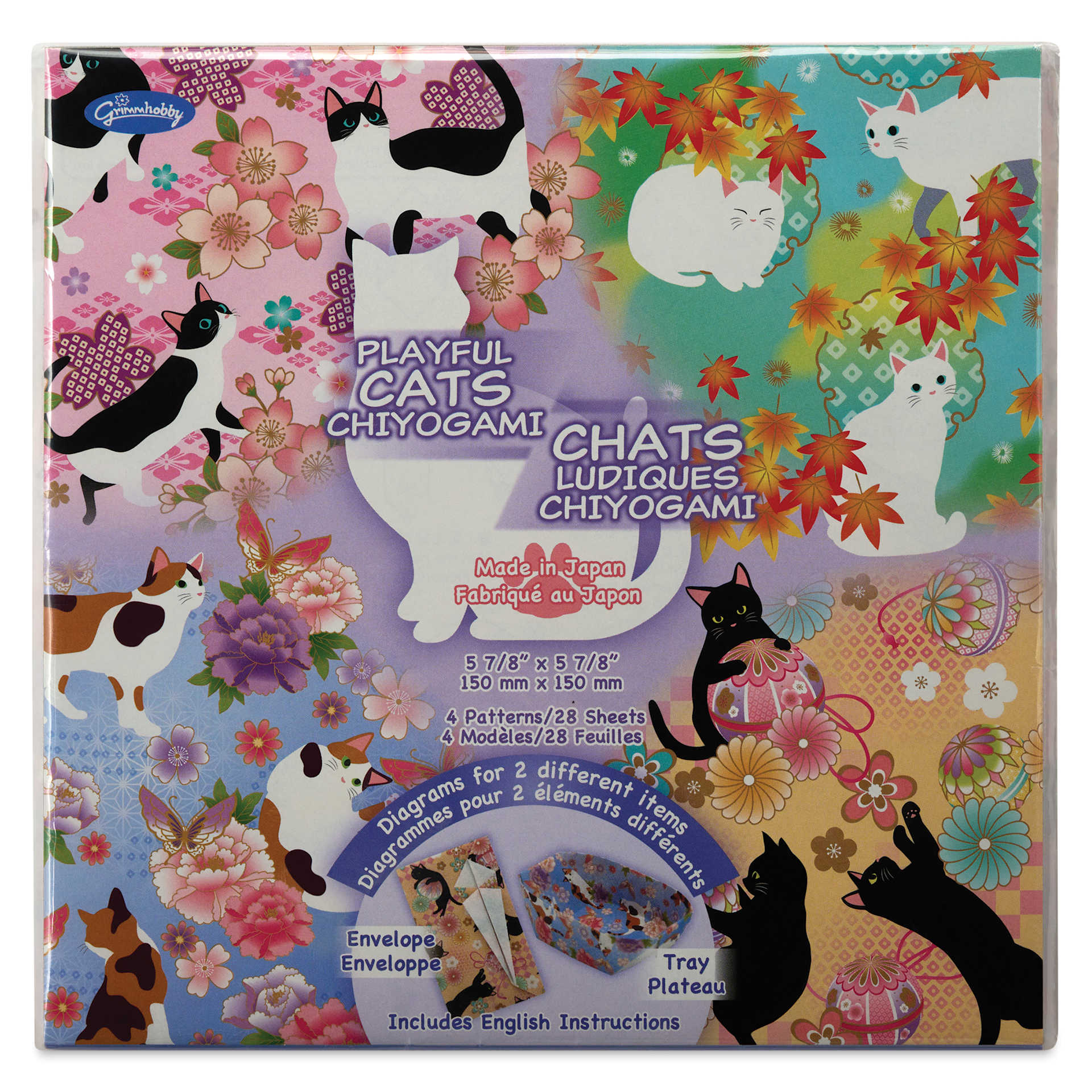 Aitoh Playful Cats Origami Paper - 5-7/8" x 5-7/8", Pkg of 28, front of package