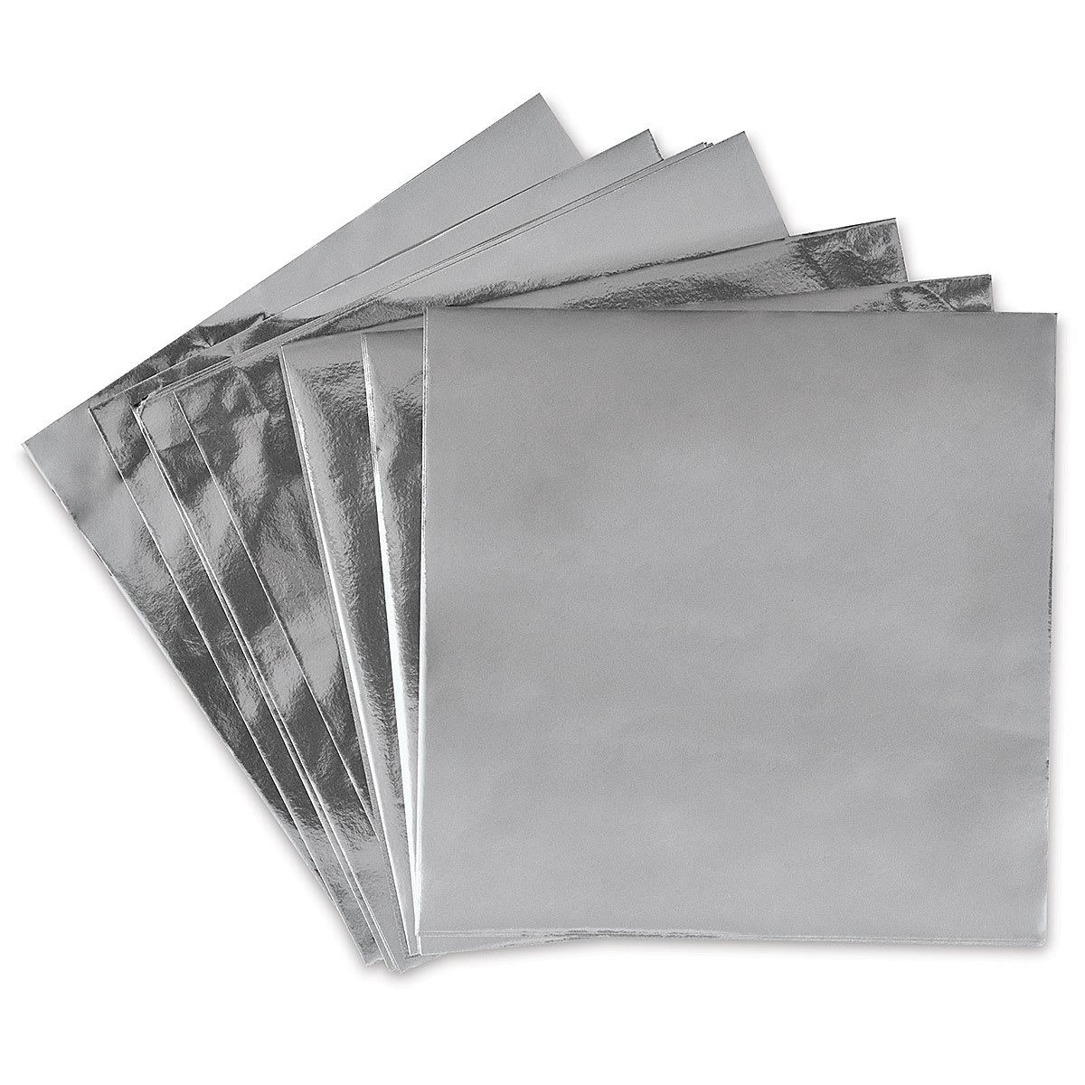 Yasutomo Silver Origami Papers - Several Silver sheets arranged loosely in fan