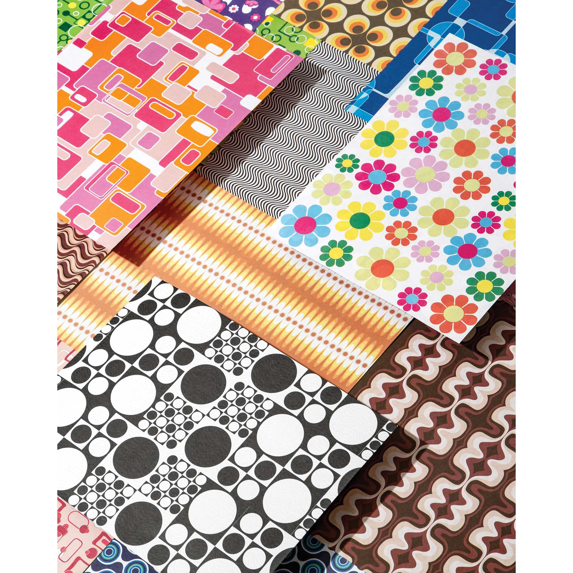 Roylco Decorative Papers - 8-1/2" x 11", Retro Pop, 32 Sheets, layered over each other