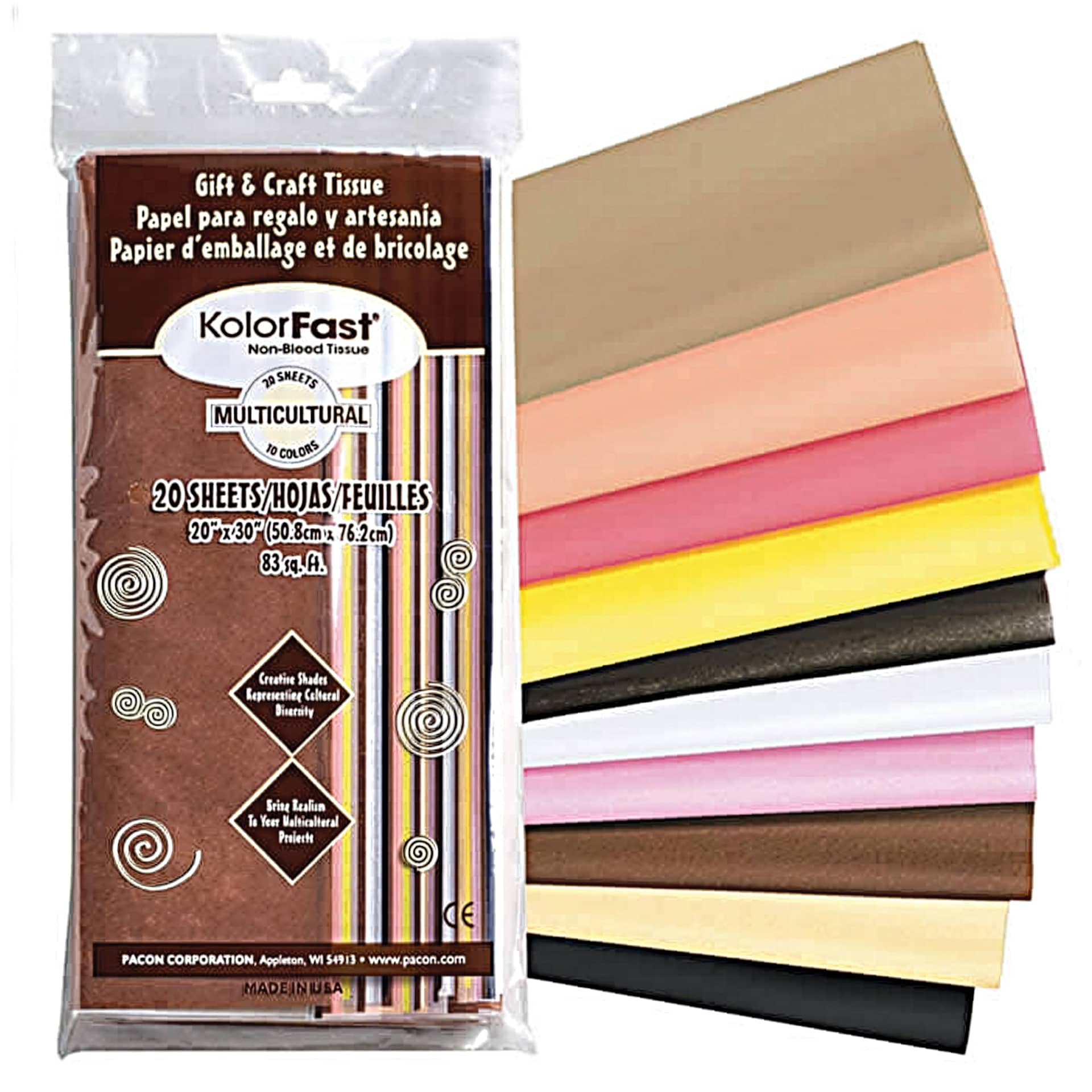 Pacon Spectra Art Tissue, Multicultural, 20" x 30"