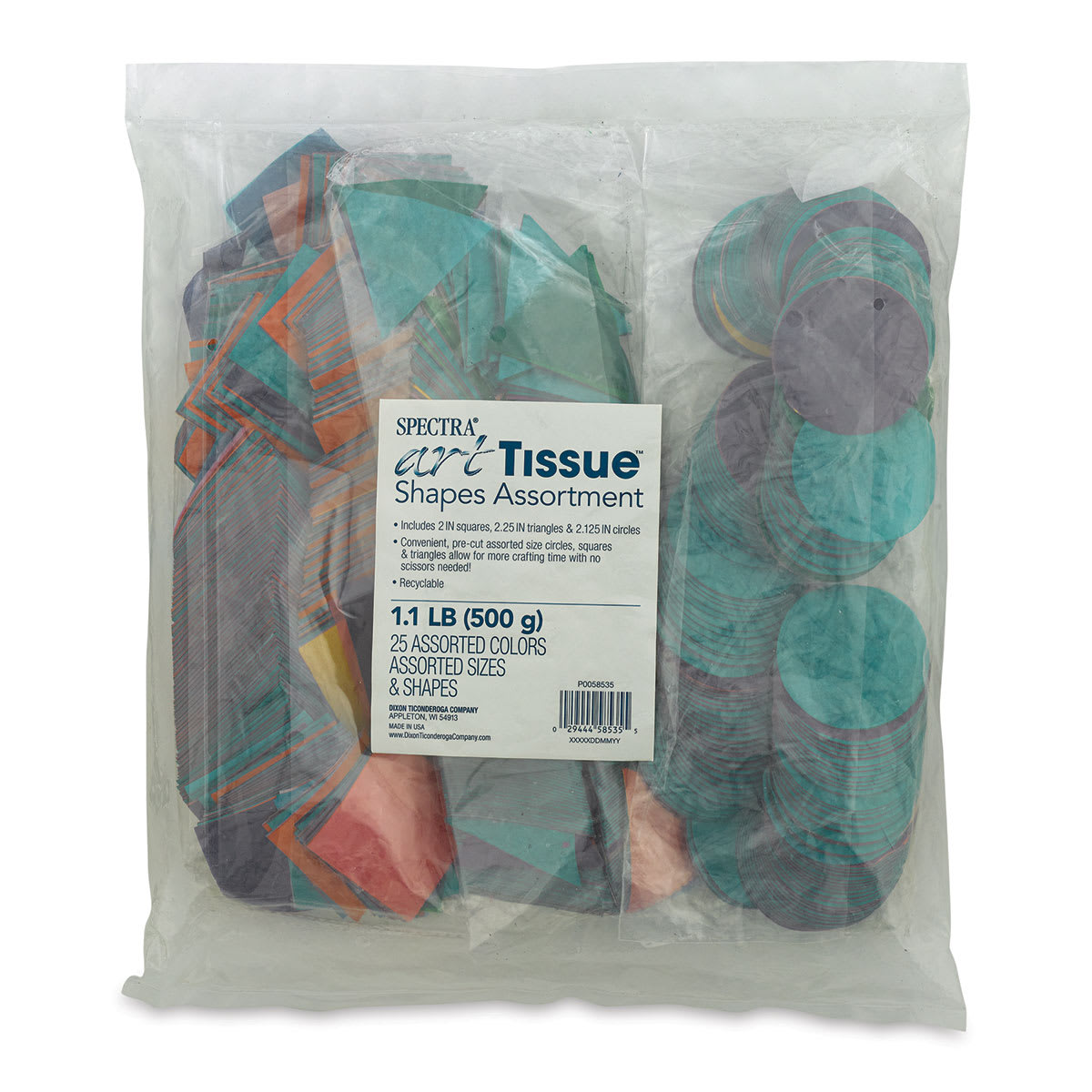 Spectra Bleeding Art Tissue Shapes - Front of package of Various shapes and colors Assortment

