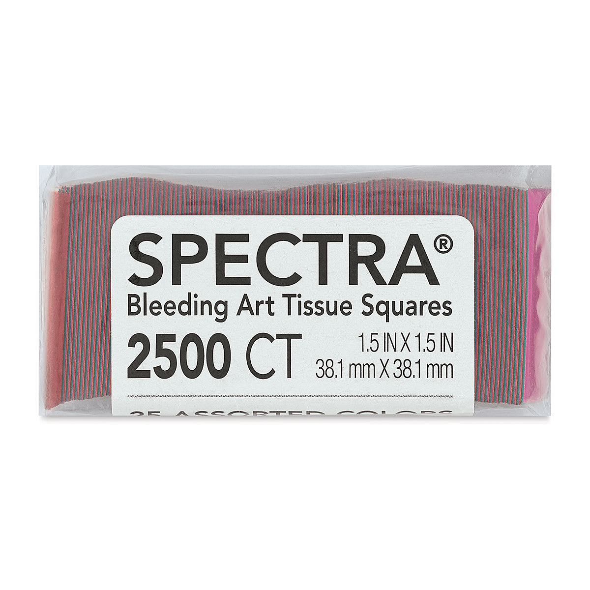Spectra Bleeding Art Tissue Shapes - Front of package of Square Tissues