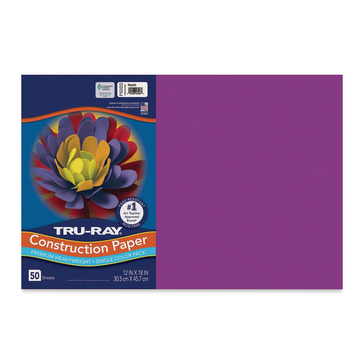 Pacon Tru-Ray Construction Paper - 12" x 18", Magenta, 50 Sheets