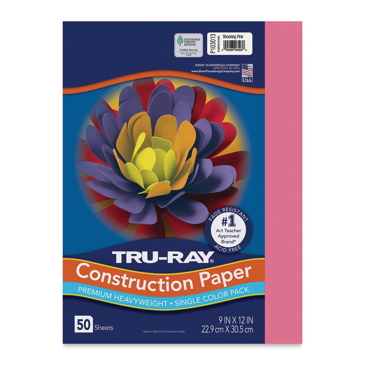 Pacon Tru-Ray Construction Paper - 9" x 12", Shocking Pink, 50 Sheets