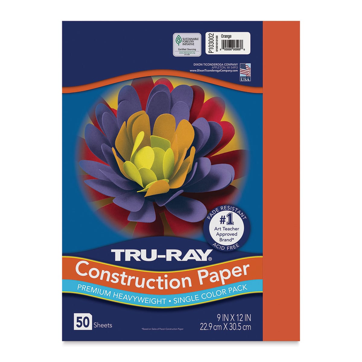 Pacon Tru-Ray Construction Paper - 9" x 12", Orange, 50 Sheets