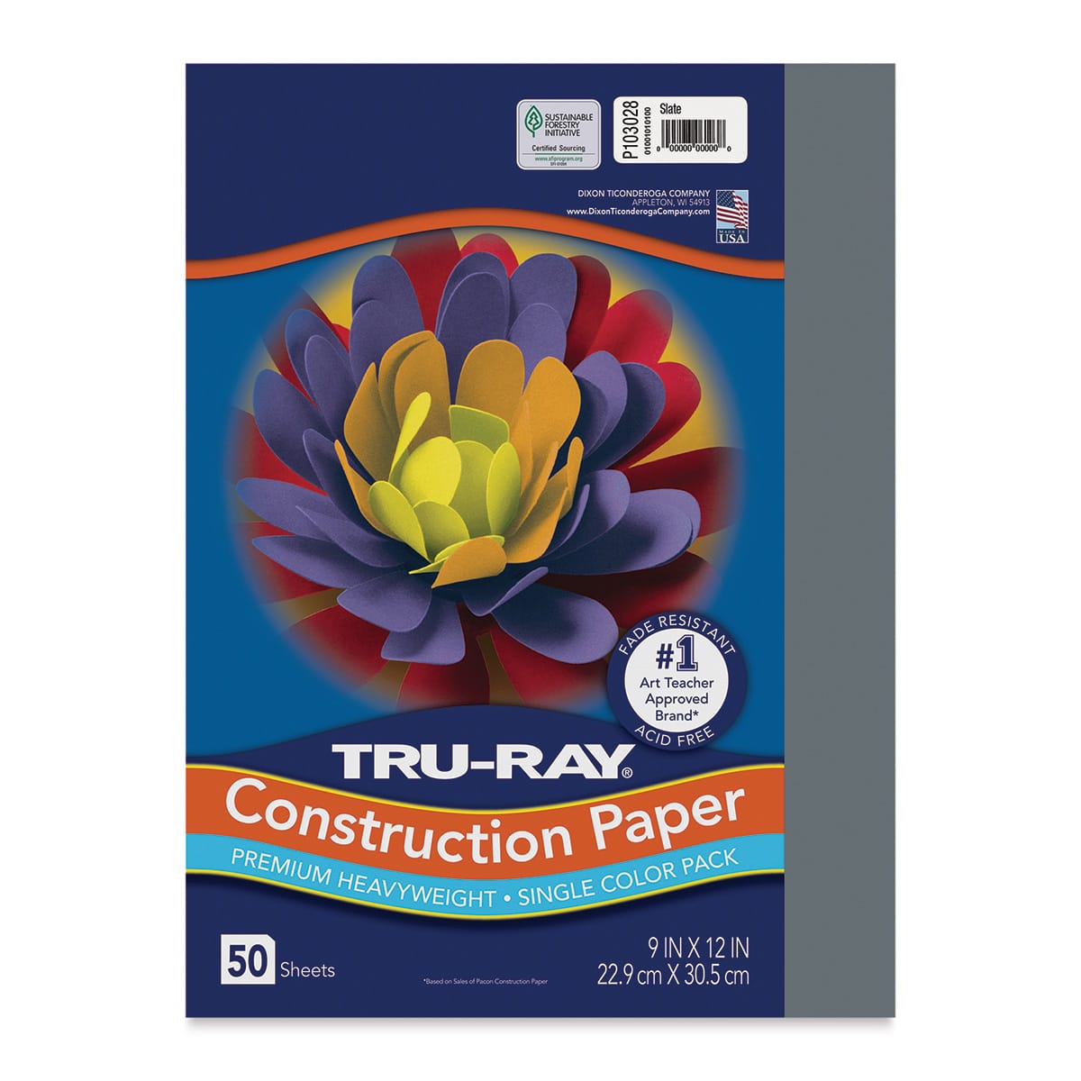 Pacon Tru-Ray Construction Paper - 9" x 12", Slate Gray, 50 Sheets