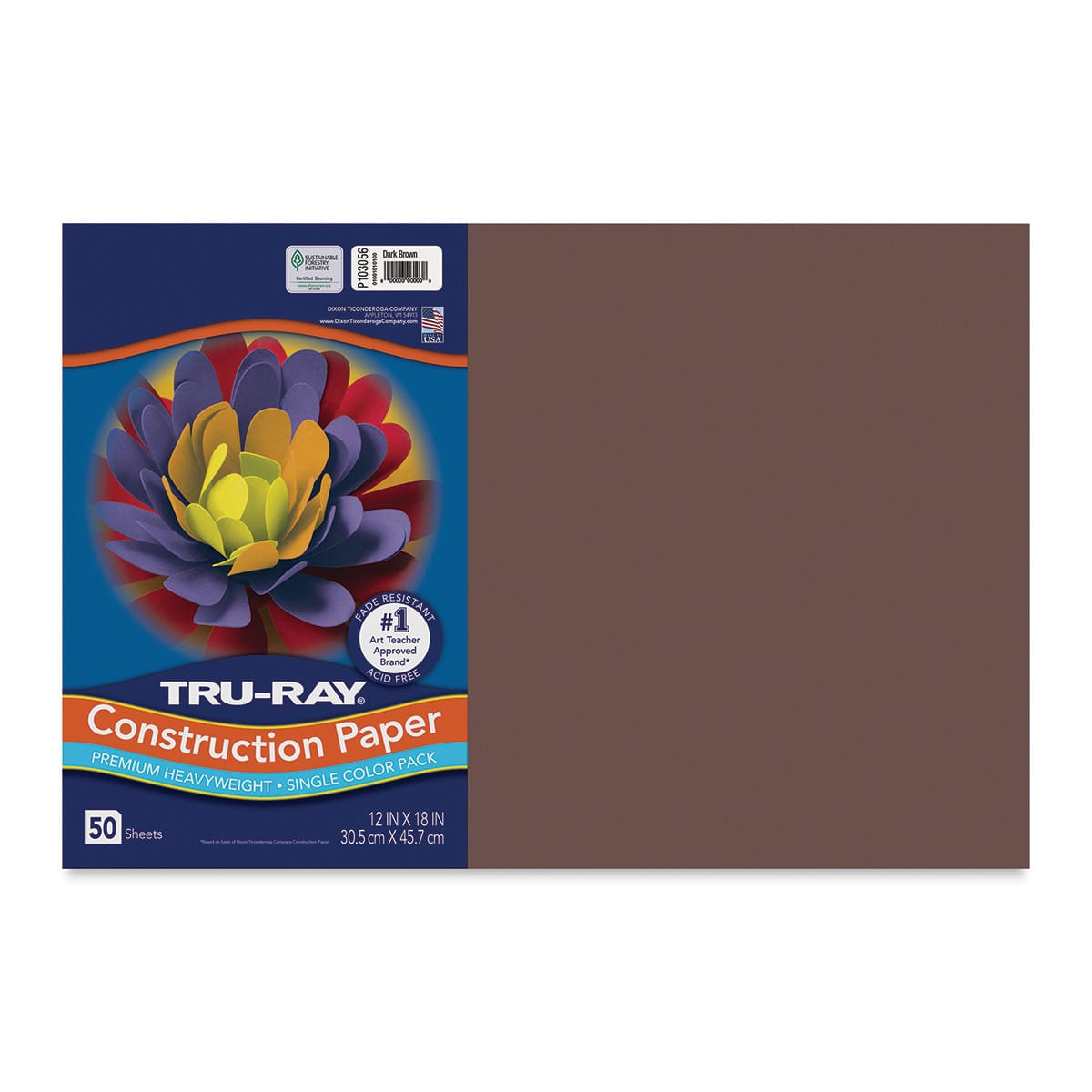 Pacon Tru-Ray Construction Paper - 12" x 18", Dark Brown, 50 Sheets