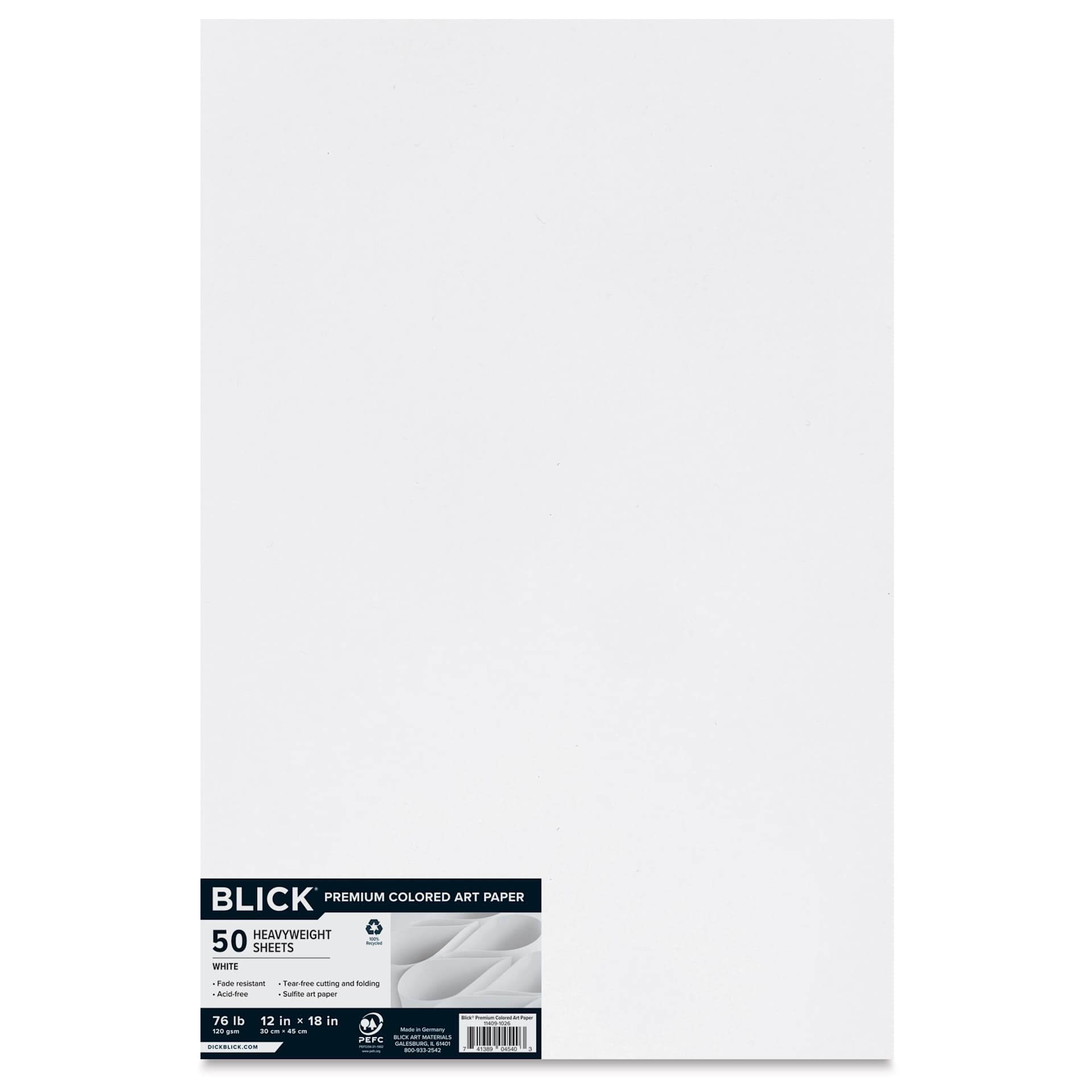 Blick Premium Colored Art Paper - 12" x 18", White, 50 Sheets