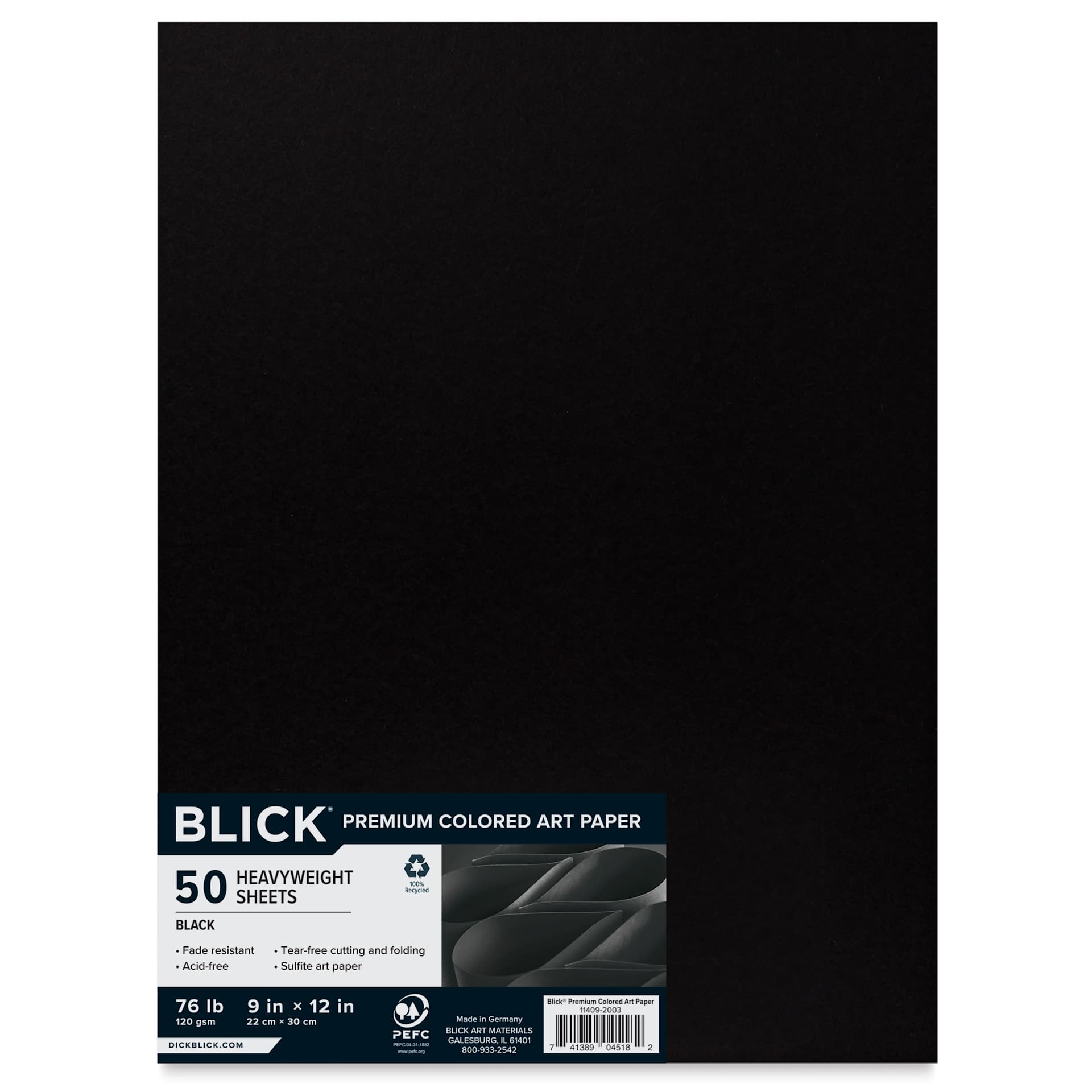 Blick Premium Colored Art Paper - 9" x 12", Black, 50 Sheets, front