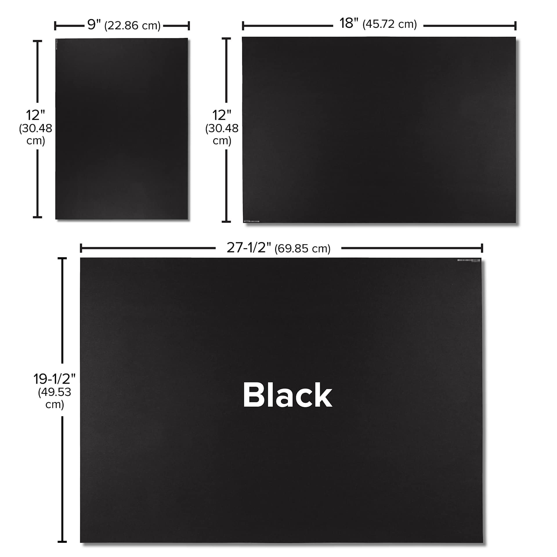 Blick Premium Colored Art Paper - 19-1/2" x 27-1/2", Black, size comparison