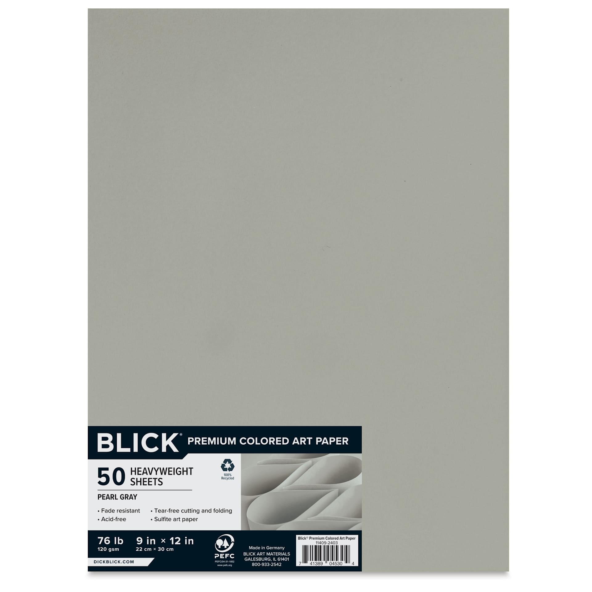 Blick Premium Colored Art Paper - 9" x 12", Pearl Gray, 50 Sheets