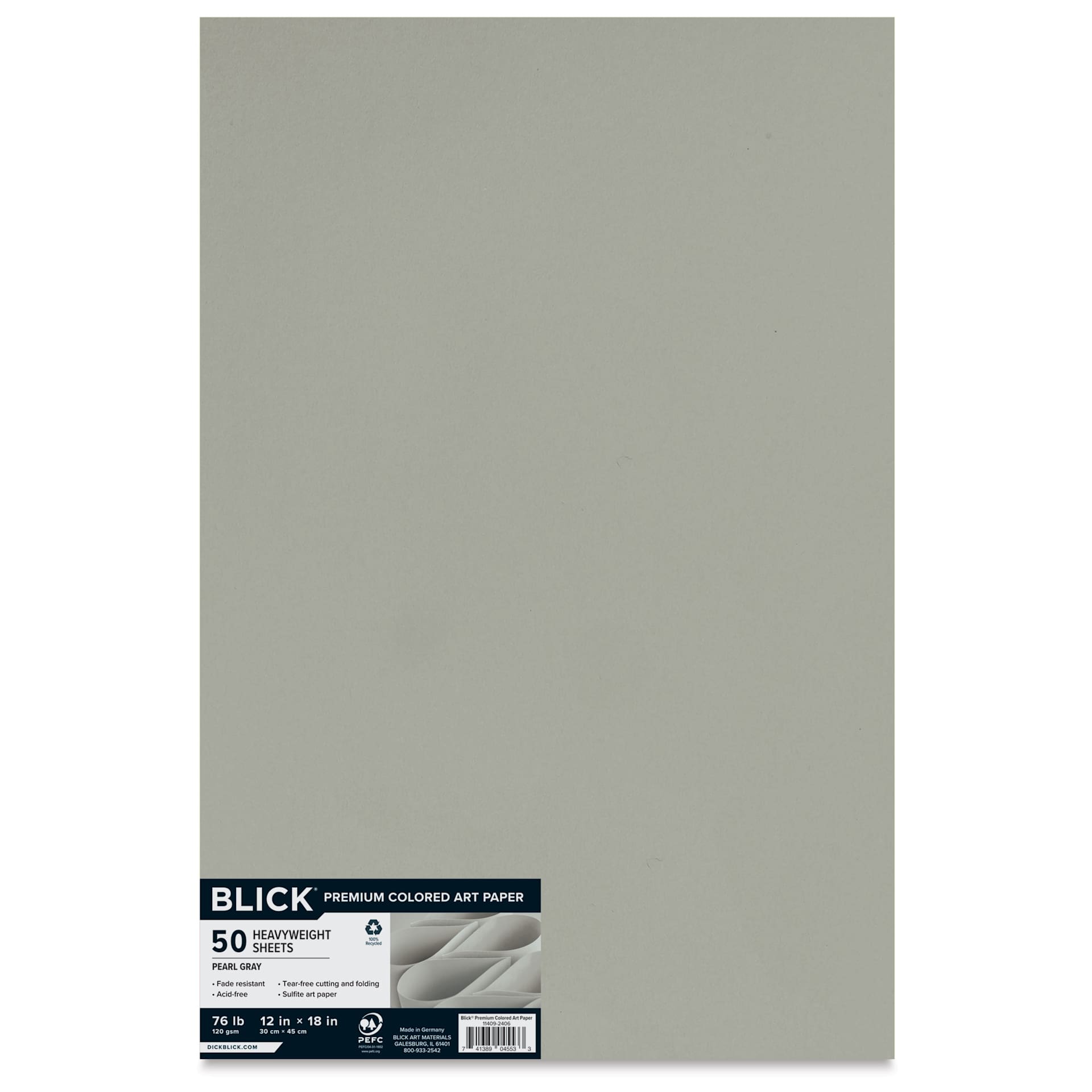 Blick Premium Colored Art Paper - 12" x 18", Pearl Gray, 50 Sheets