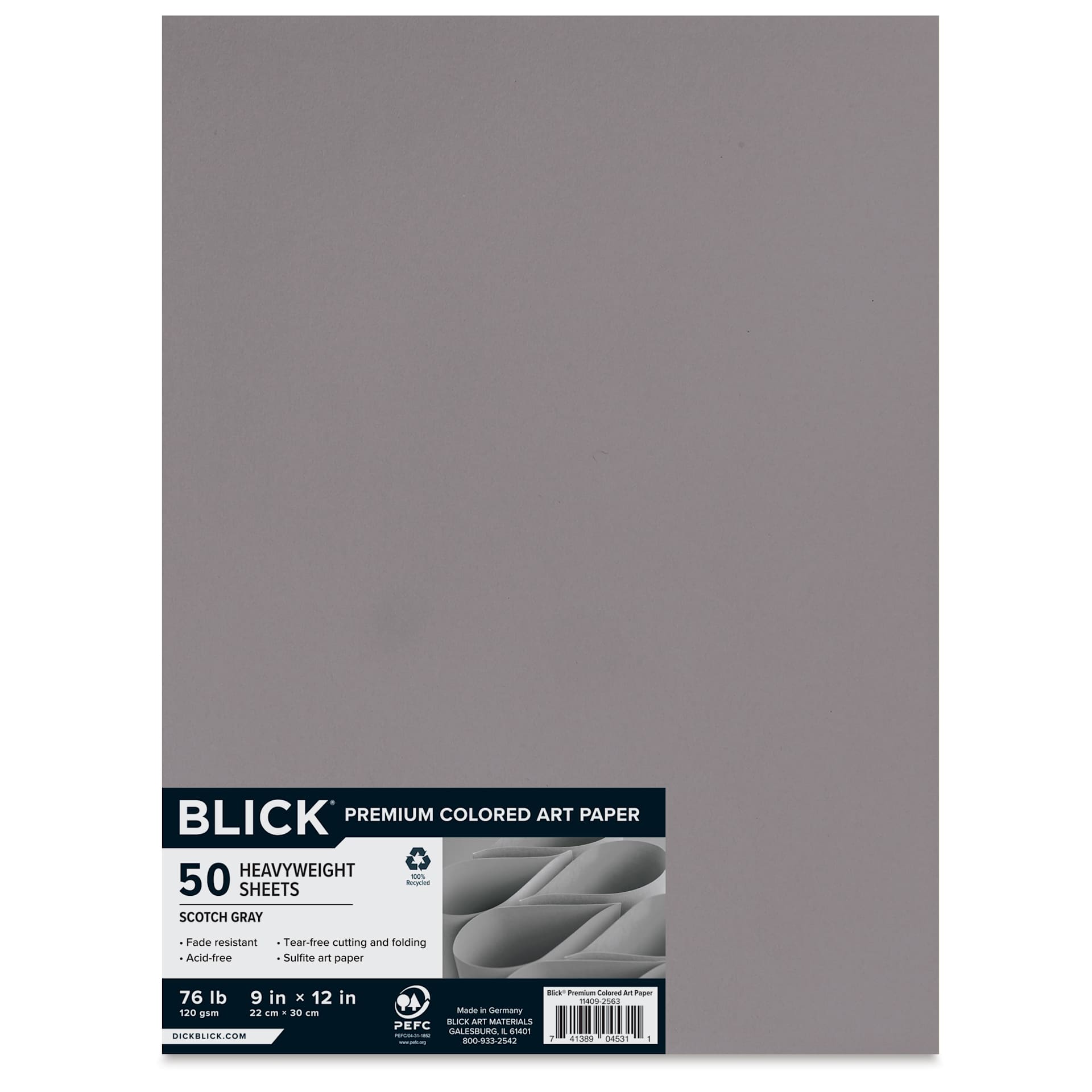 Blick Premium Colored Art Paper - 9" x 12", Scotch Gray, 50 Sheets