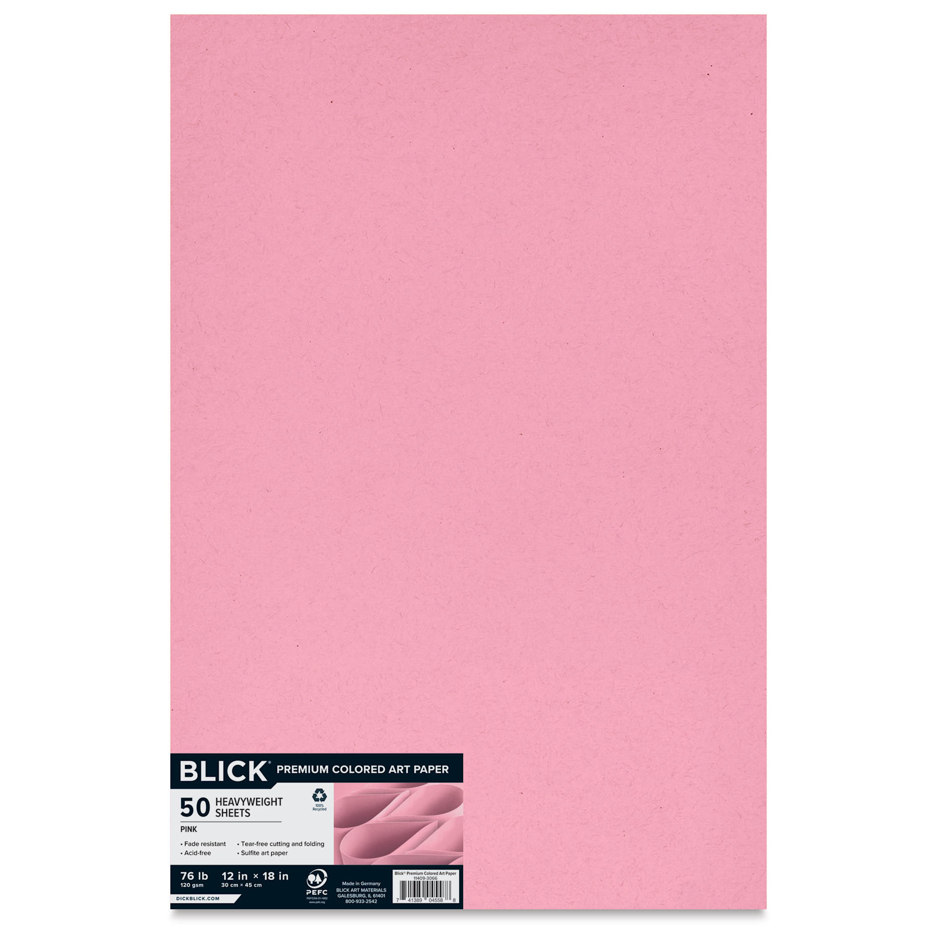 Blick Premium Colored Art Paper - 12" x 18", Pink, 50 Sheets