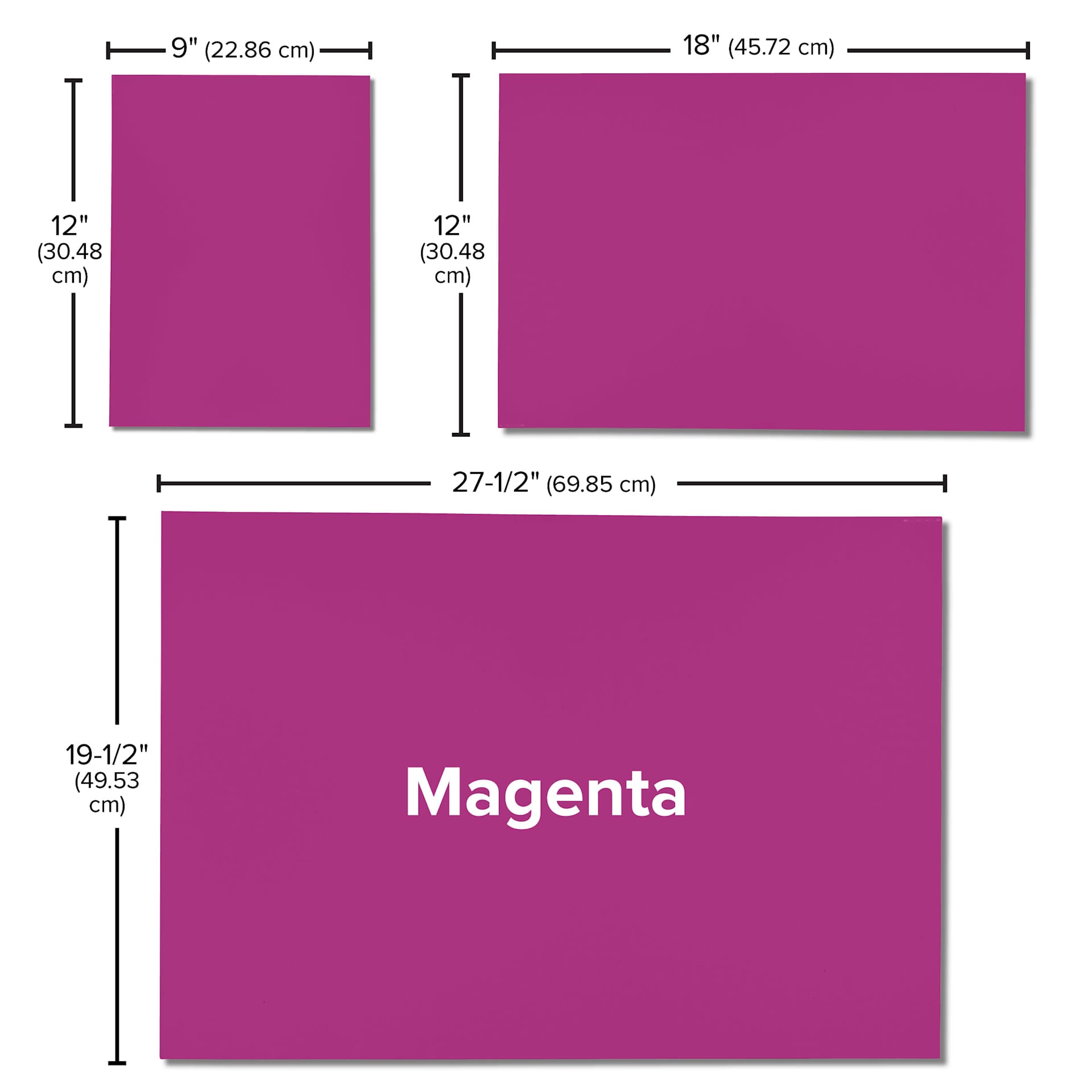Blick Premium Construction Paper - 19-1/2" x 27-1/2", Magenta, Single Sheet, size comparison