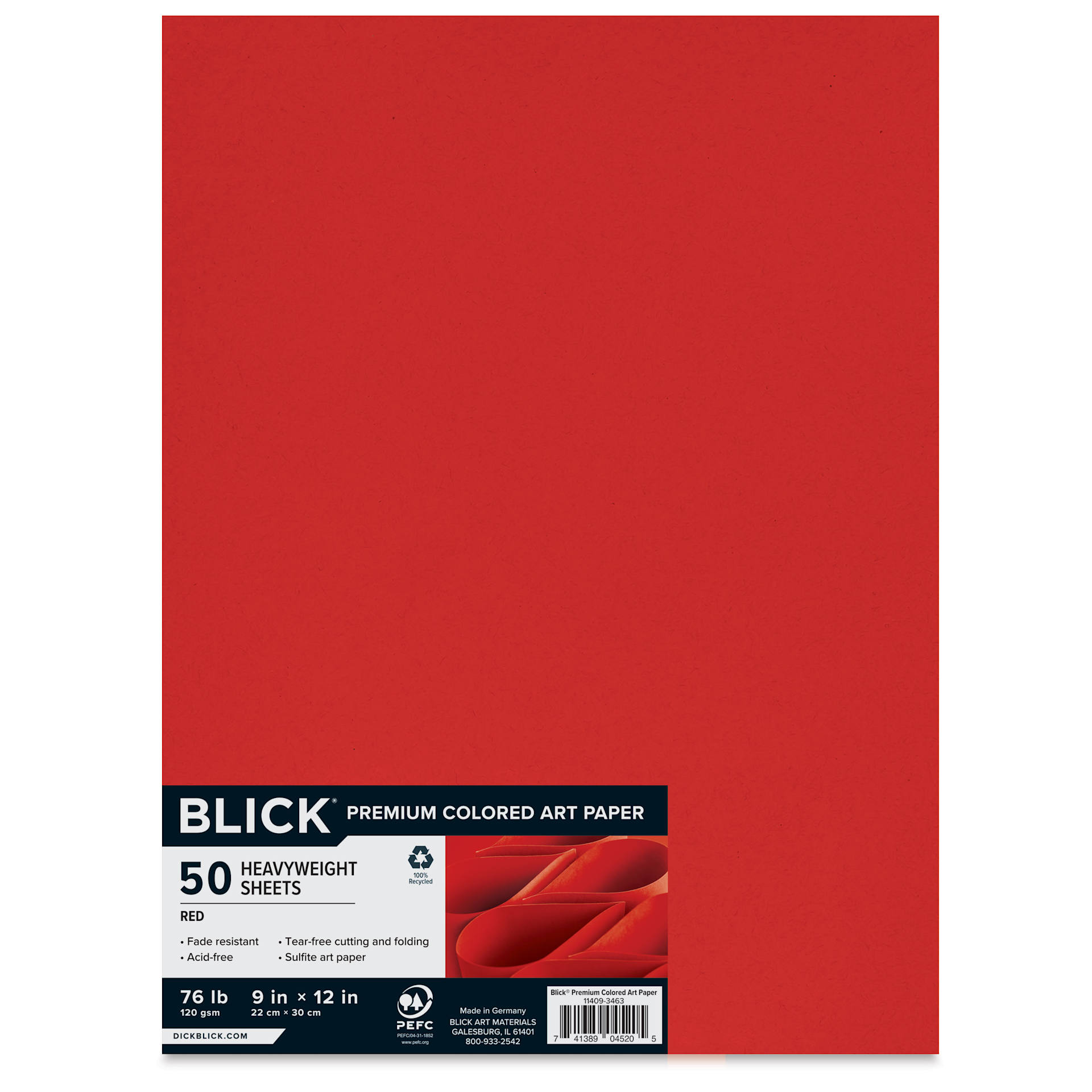 Blick Premium Colored Art Paper - 9" x 12", Red, 50 Sheets, front