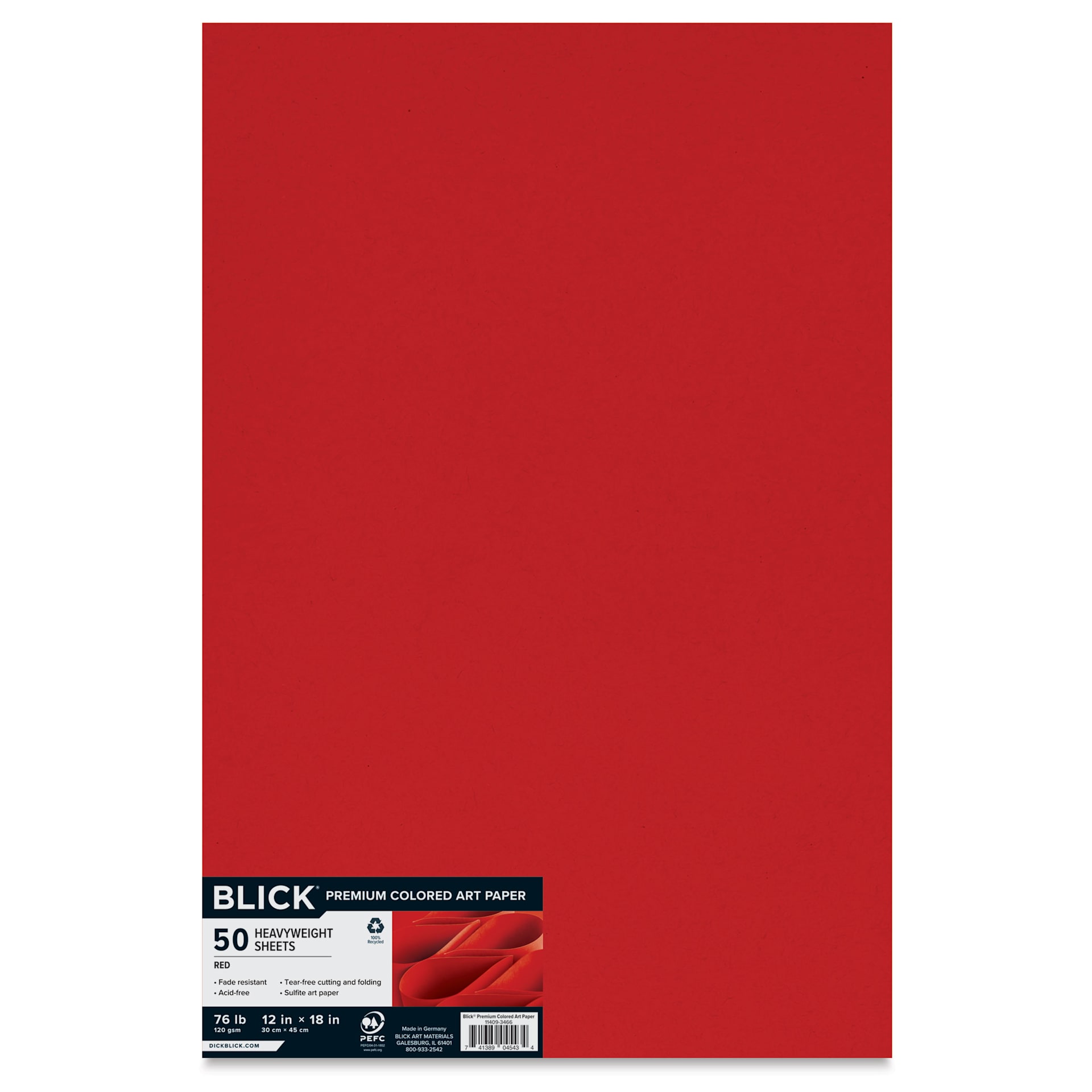Blick Premium Colored Art Paper - 12" x 18", Red, 50 Sheets