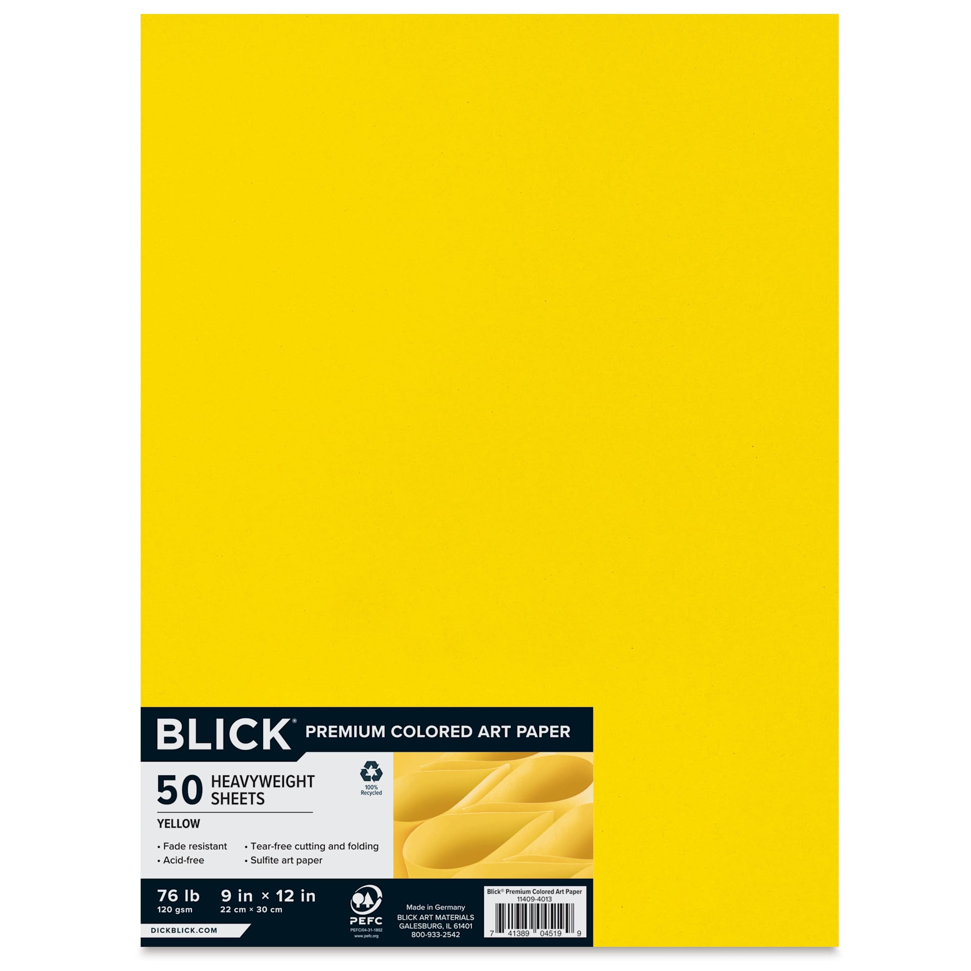 Blick Premium Colored Art Paper - 9" x 12", Yellow, 50 Sheets
