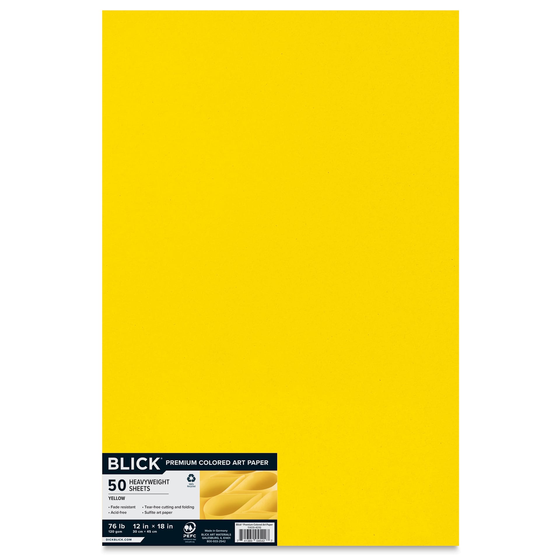 Blick Premium Construction Paper - 12" x 18", Yellow, 50 Sheets