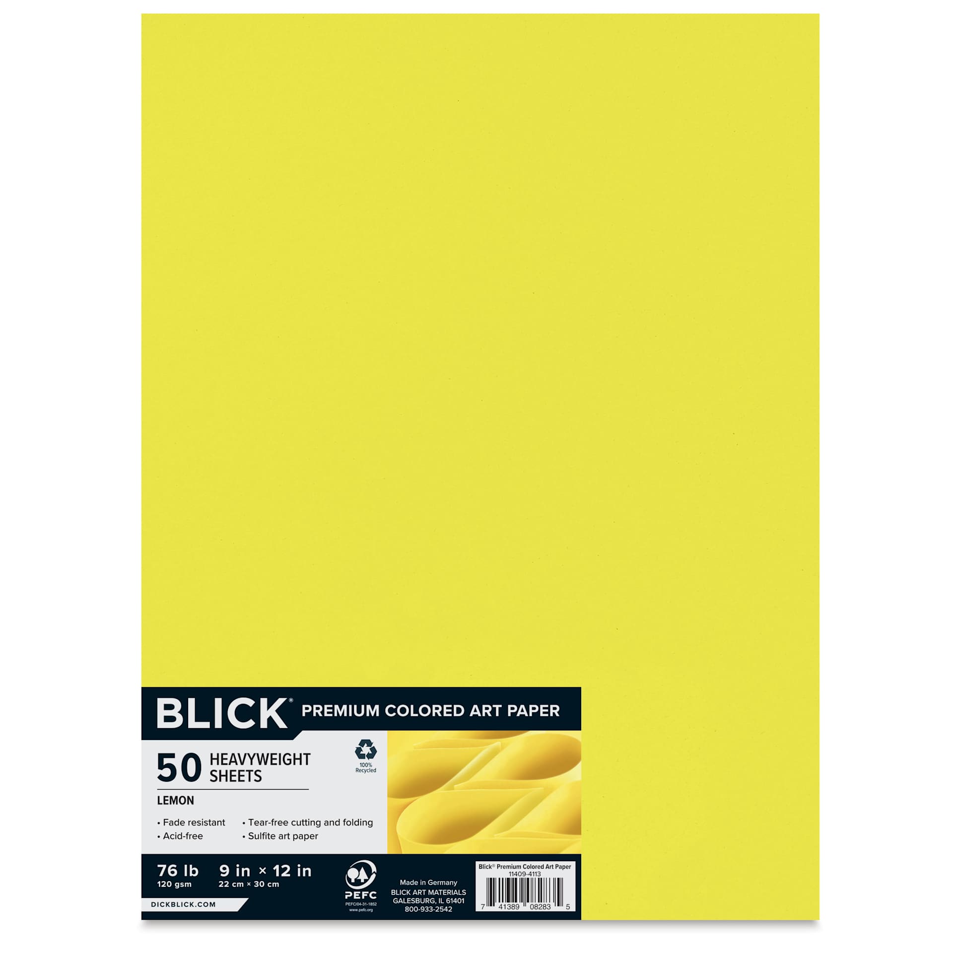 Blick Premium Colored Art Paper - 9" x 12", Lemon Yellow, 50 Sheets