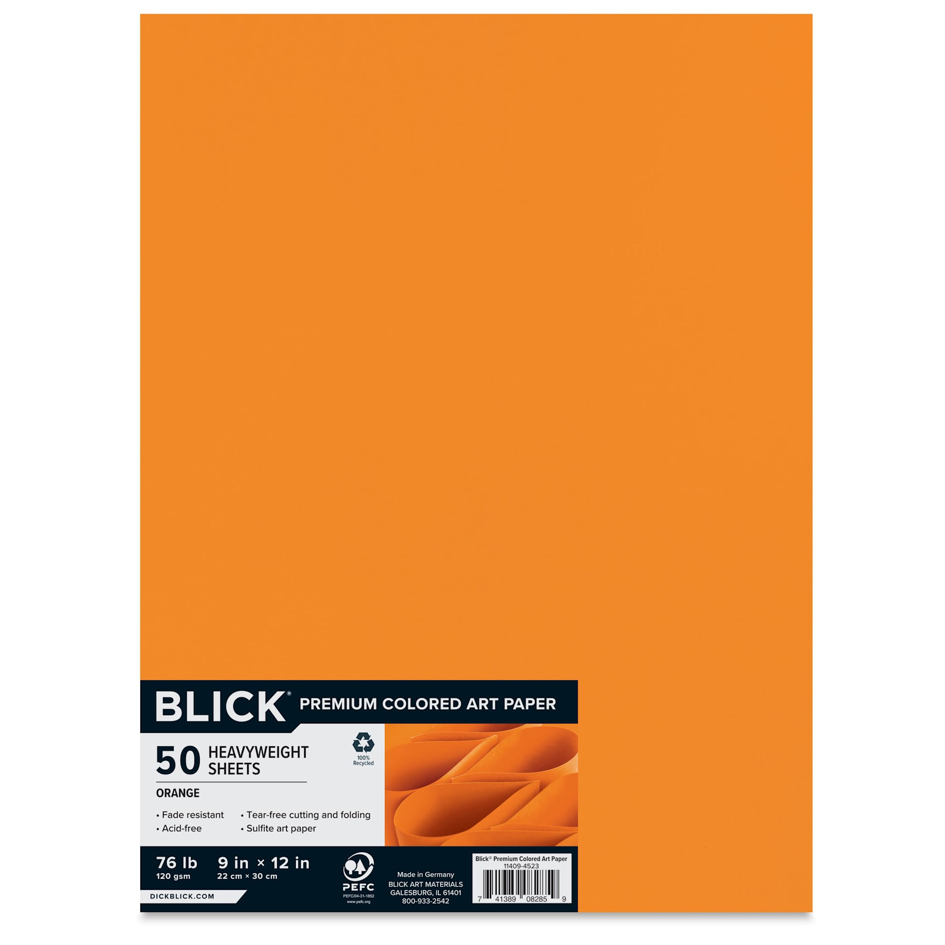 Blick Premium Colored Art Paper - 9" x 12", Orange, 50 Sheets