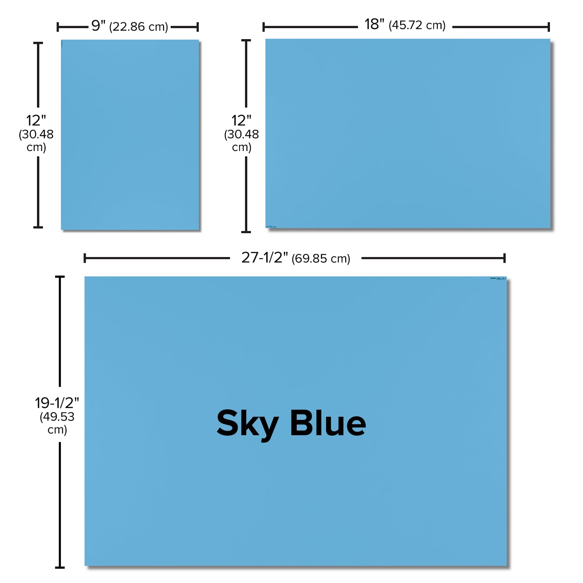 Blick Premium Construction Paper - 19-1/2" x 27-1/2", Sky Blue, Single Sheet, size comparison