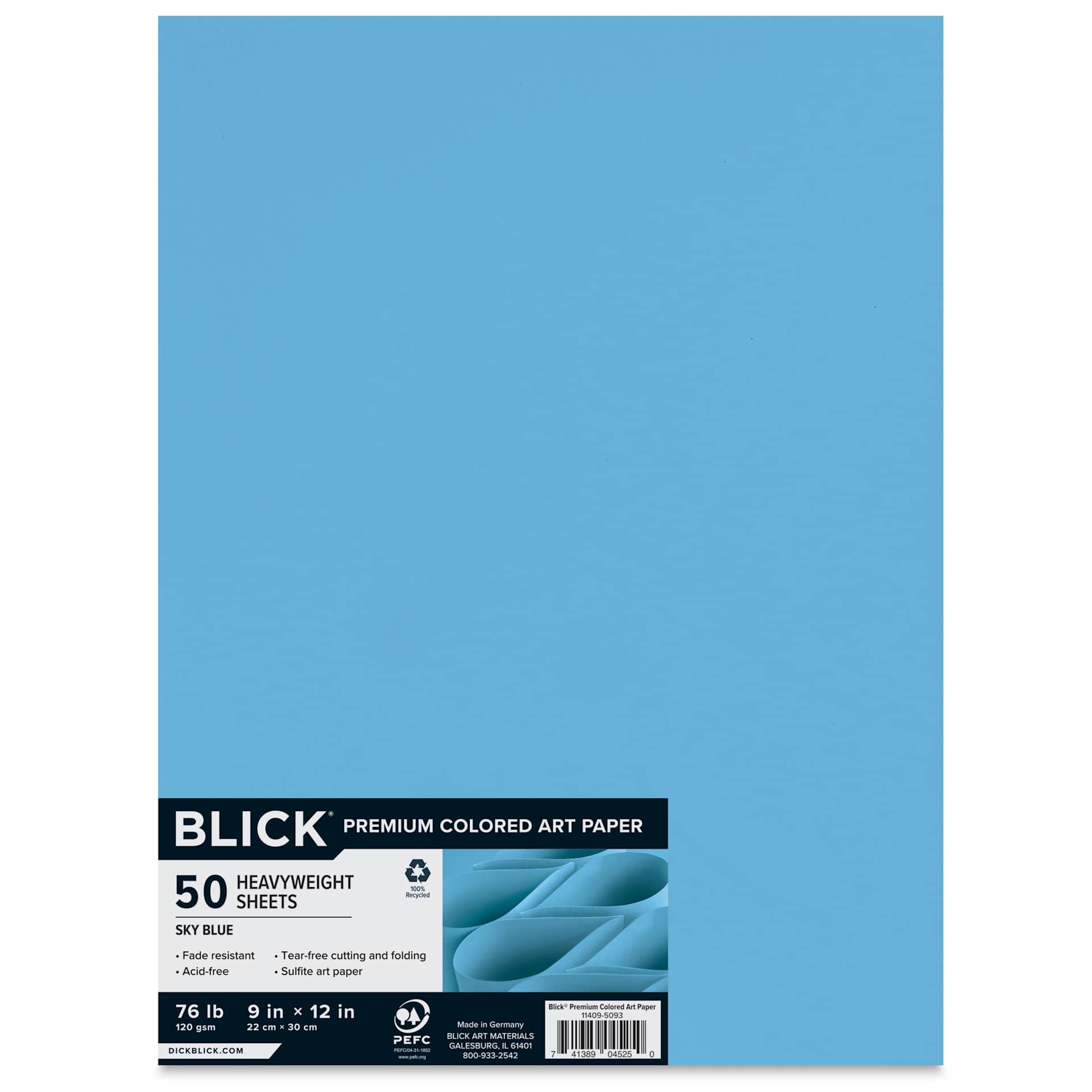 Blick Premium Colored Art Paper - 9" x 12", Sky Blue, 50 Sheets