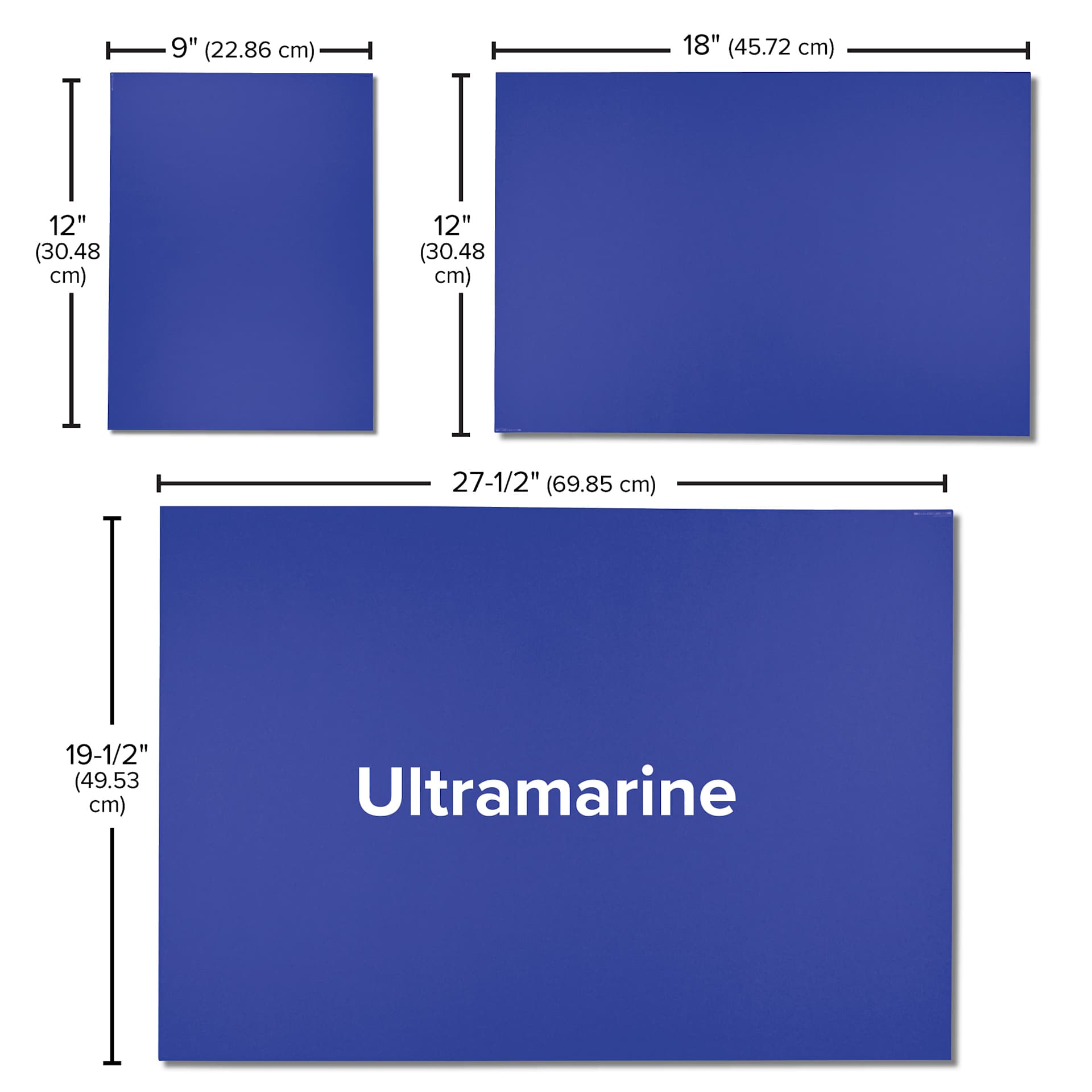 Blick Premium Construction Paper - 19-1/2" x 27-1/2", Ultramarine, Single Sheet, size comparison
