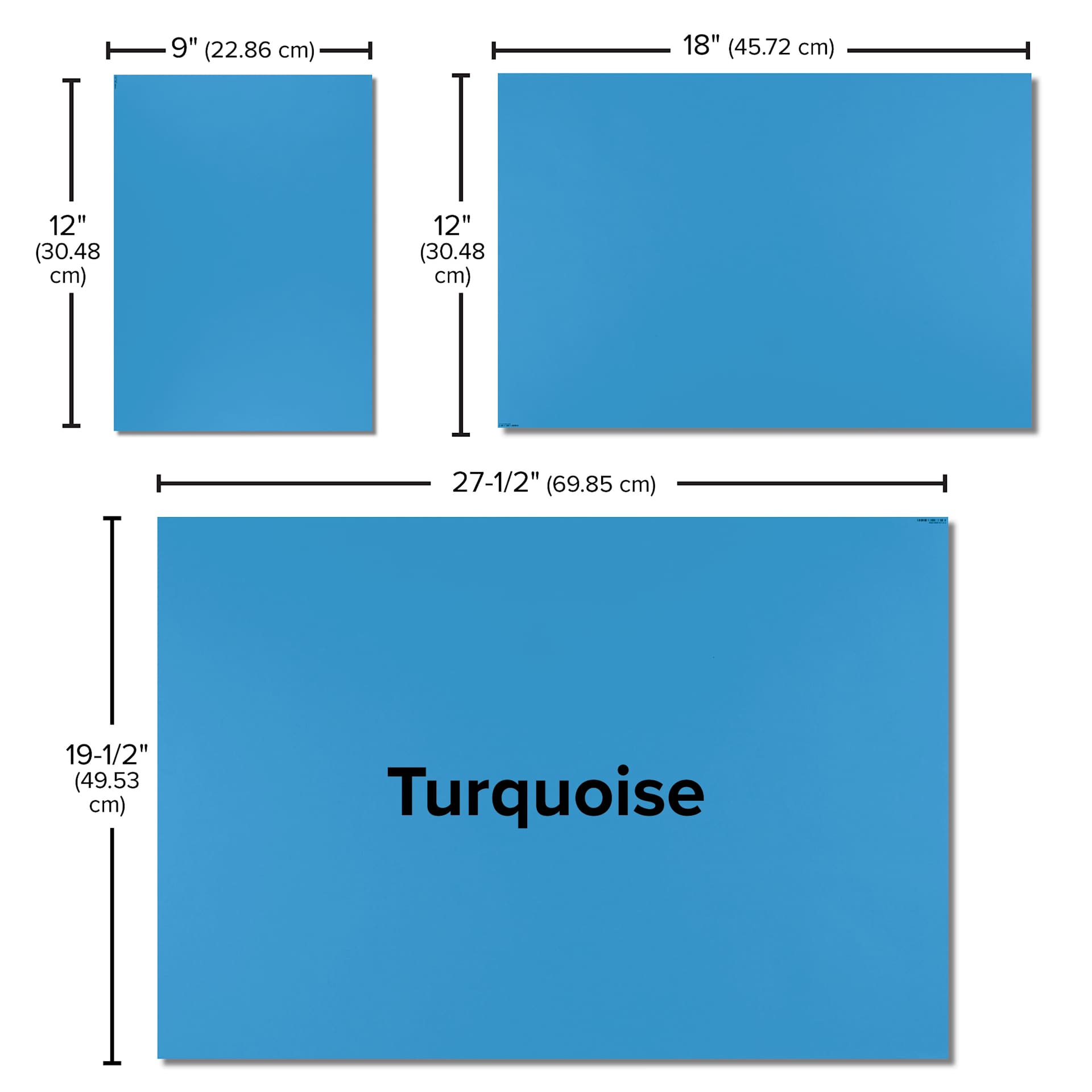 Blick Premium Construction Paper - 19-1/2" x 27-1/2", Turquoise, Single Sheet, size comparison