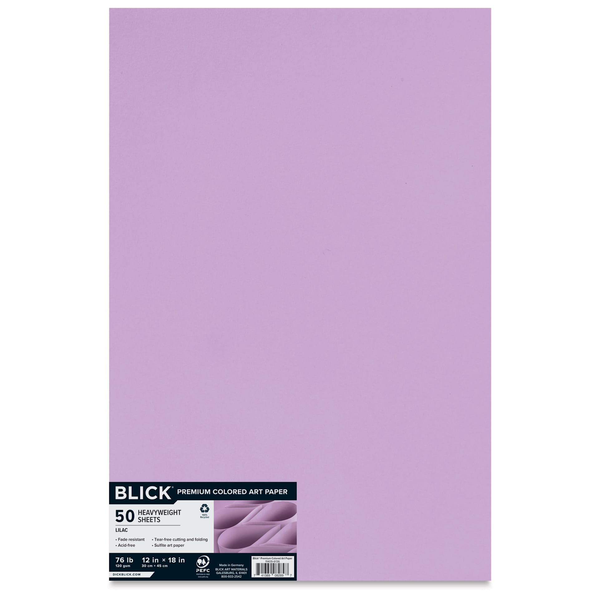 Blick Premium Colored Art Paper - 12" x 18", Lilac, 50 Sheets