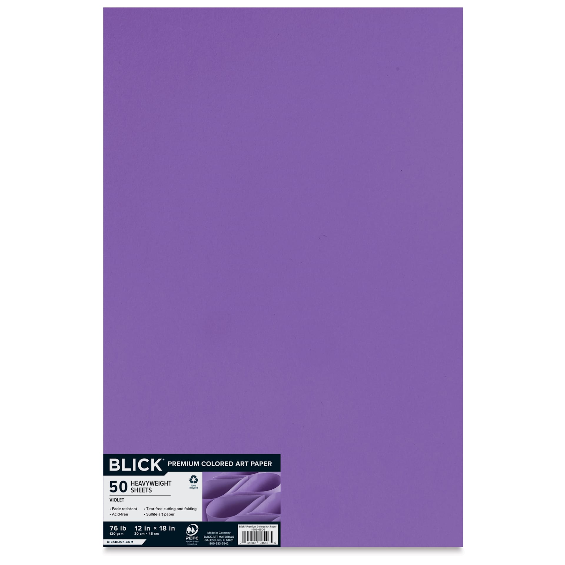 Blick Premium Colored Art Paper - 12" x 18", Violet, 50 Sheets