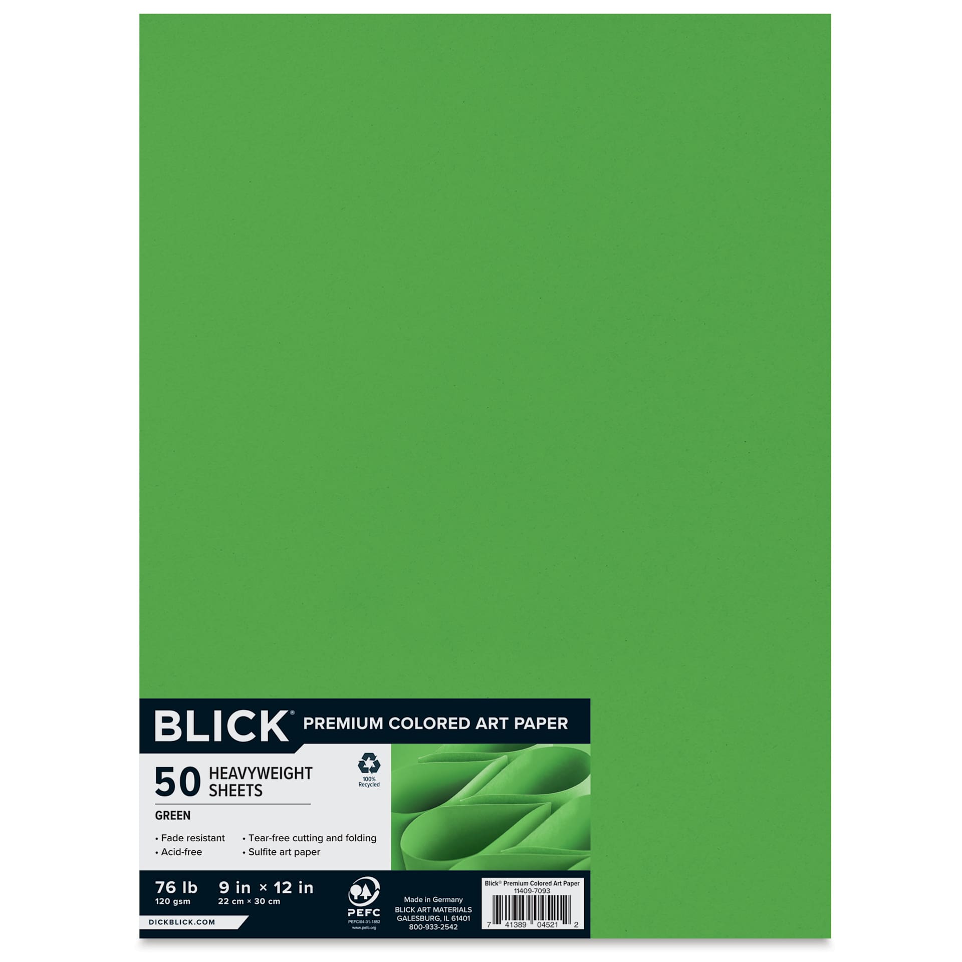 Blick Premium Colored Art Paper - 9" x 12", Green, 50 Sheets, front