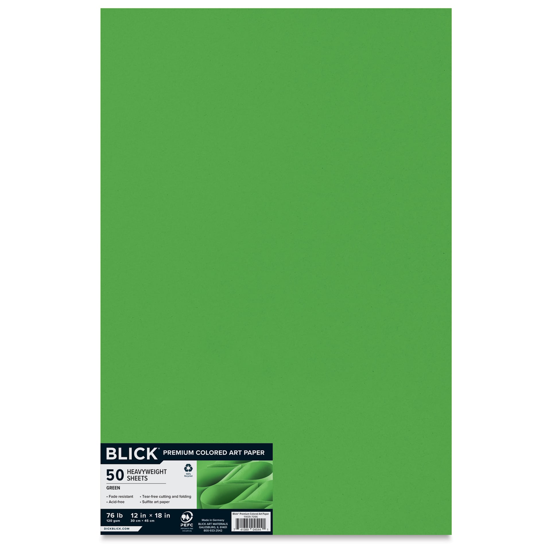Blick Premium Colored Art Paper - 12" x 18", Green, 50 Sheets, front