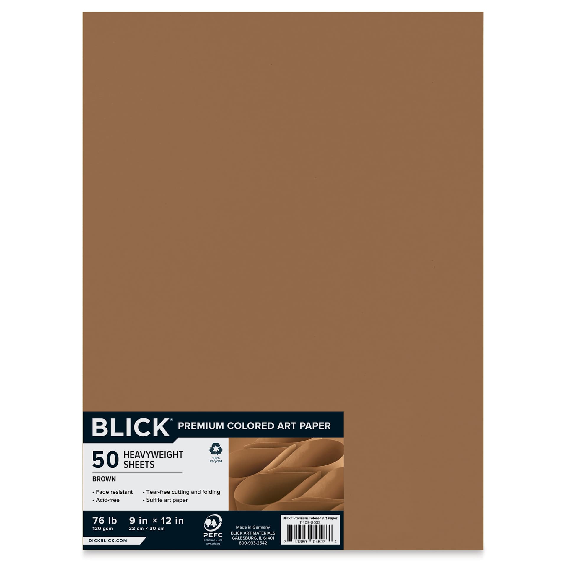 Blick Premium Colored Art Paper - 9" x 12", Brown, 50 Sheets, front