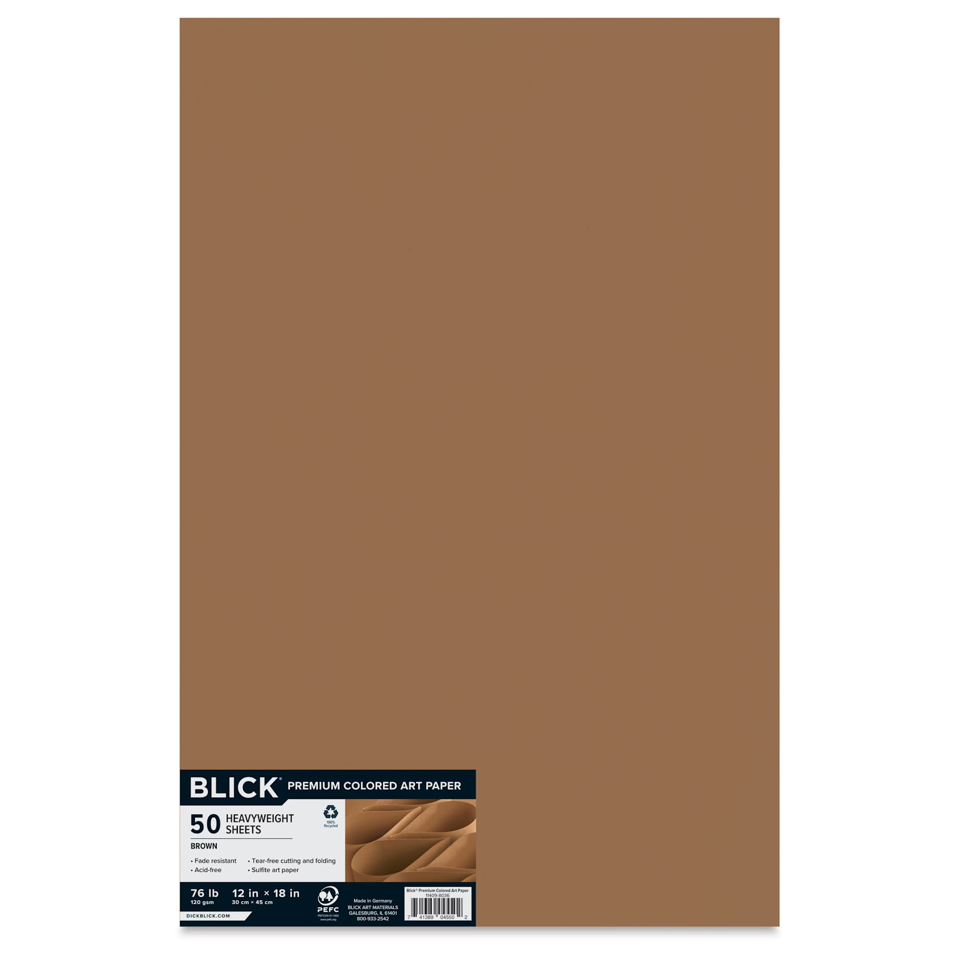 Blick Premium Colored Art Paper - 12" x 18", Brown, 50 Sheets, front of package