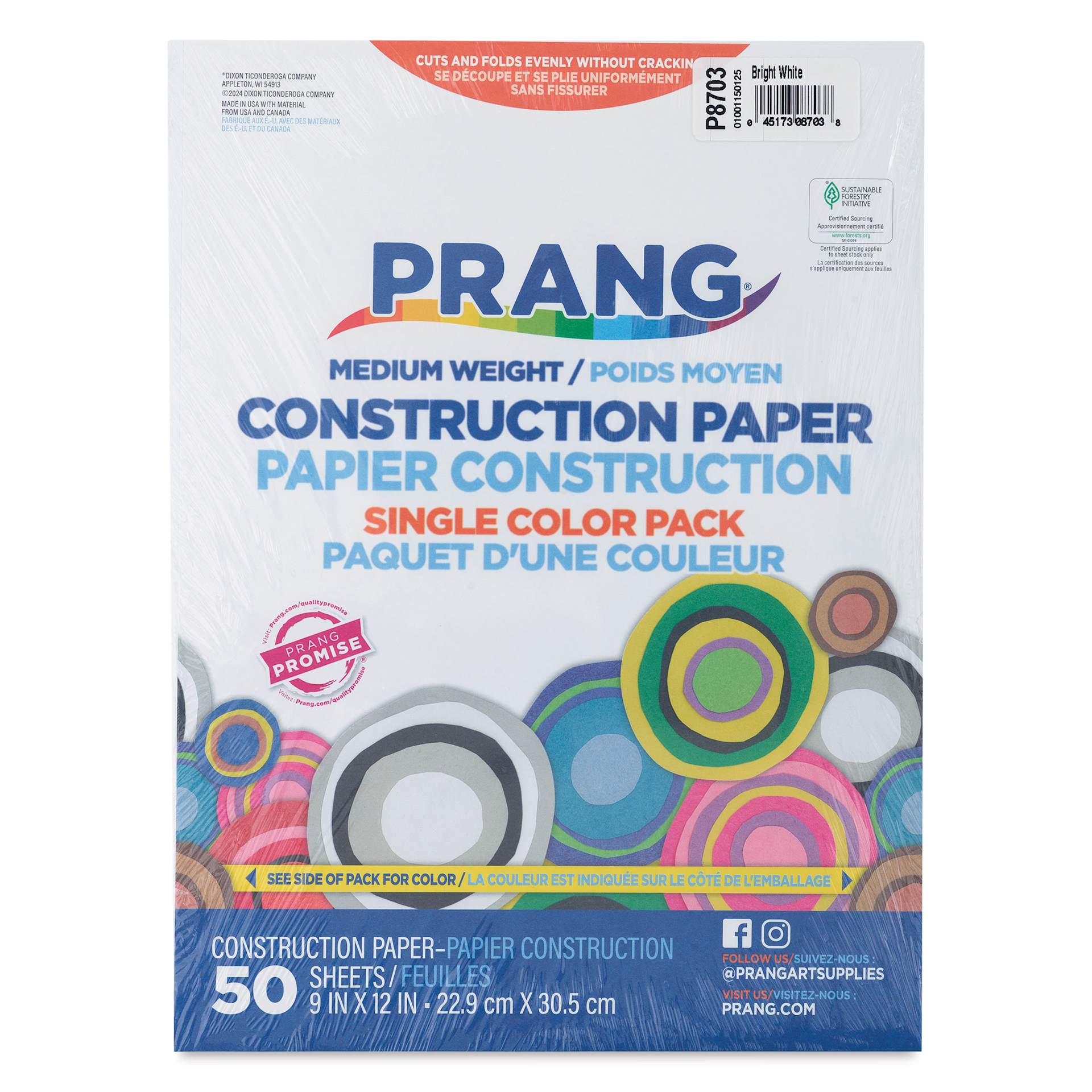 Pacon SunWorks Construction Paper, 20 Sheets, 9 in x 12 in, Bright White