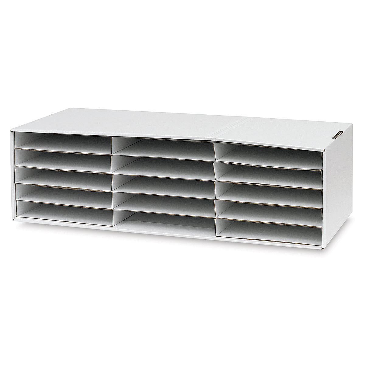 Pacon Construction Paper Storage Unit - Left Angle view showing 15 paper storage units