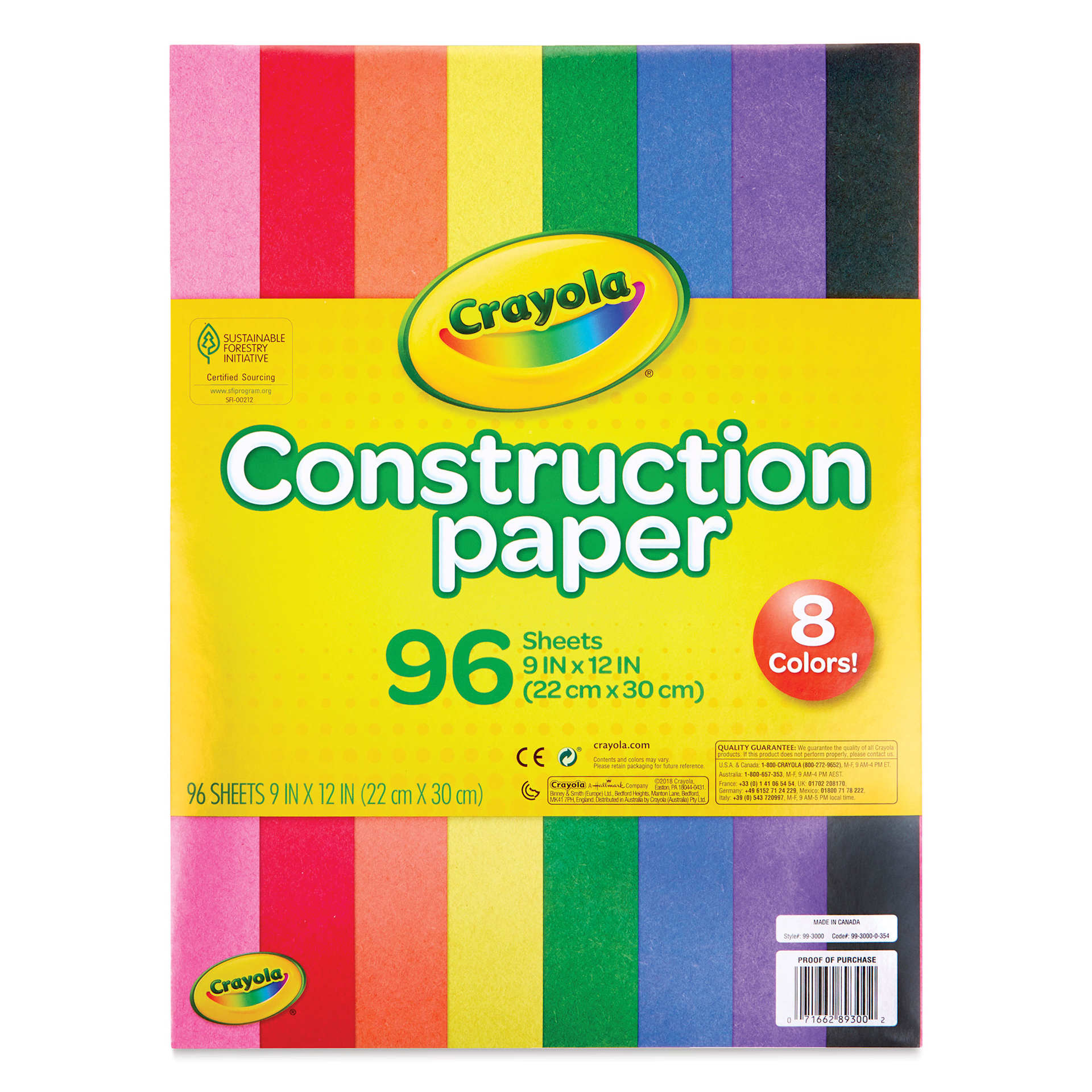 Crayola Construction Paper - 9" x 12", 8 Assorted Colors, Pkg of 96